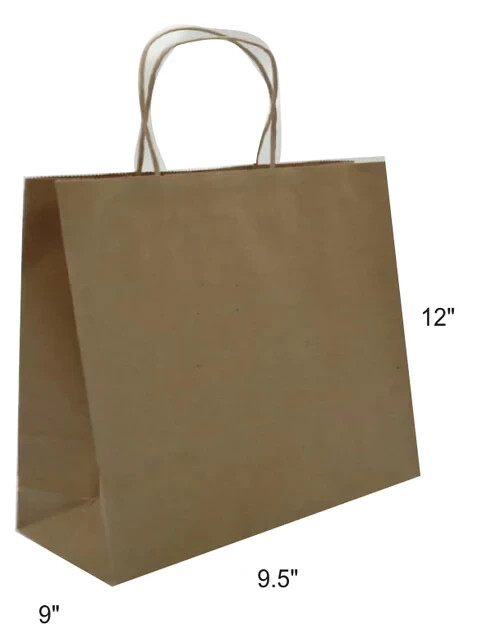 BROWN KRAFT CARRY BAGS WITH SECURE SEALING TAPE & HANDLES 100 bags [CTC112]