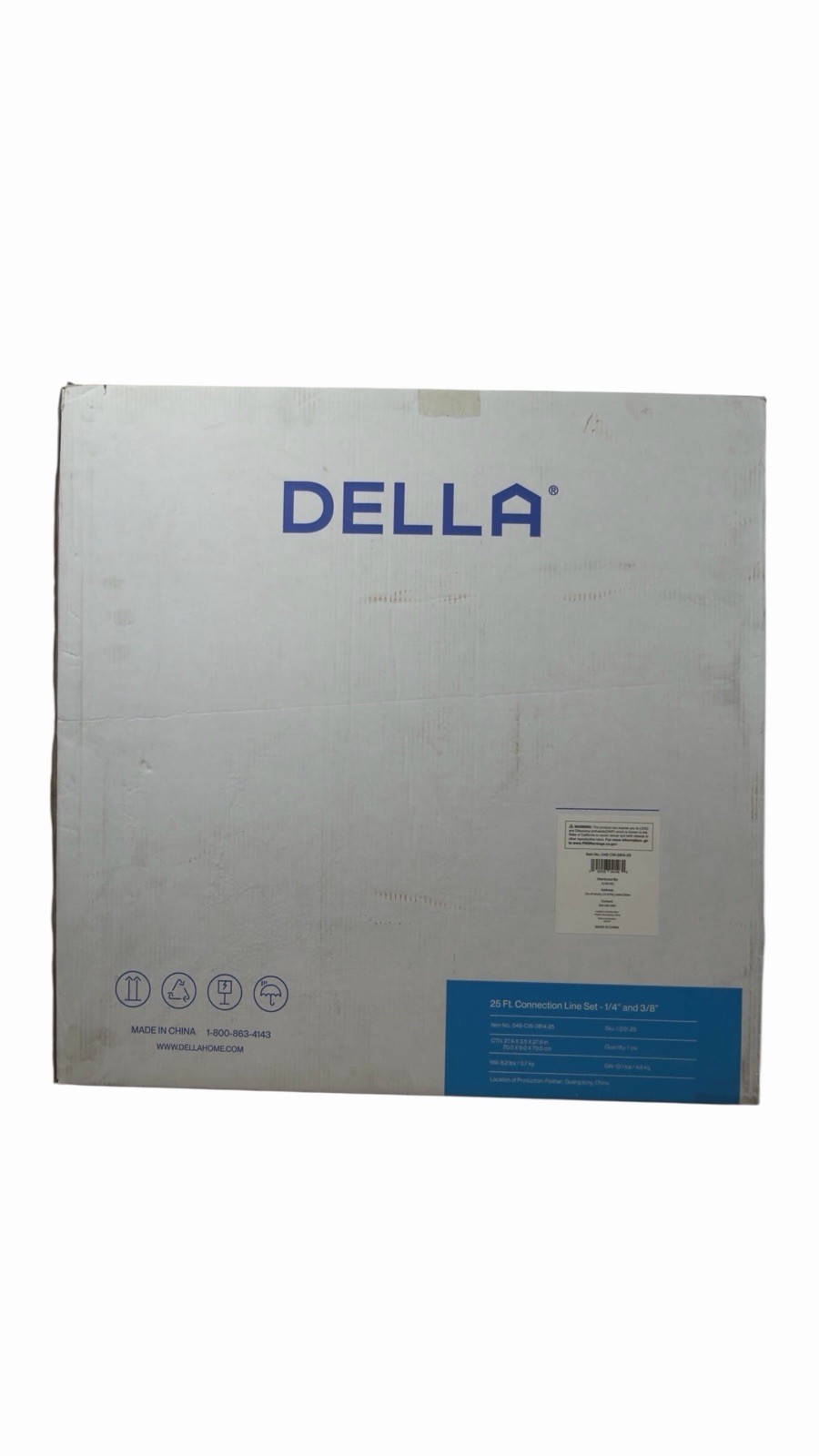 DELLA 25 Ft Mini Split Line Set, Includes 3/8″ & 1/4″ O.D. Copper Pipes