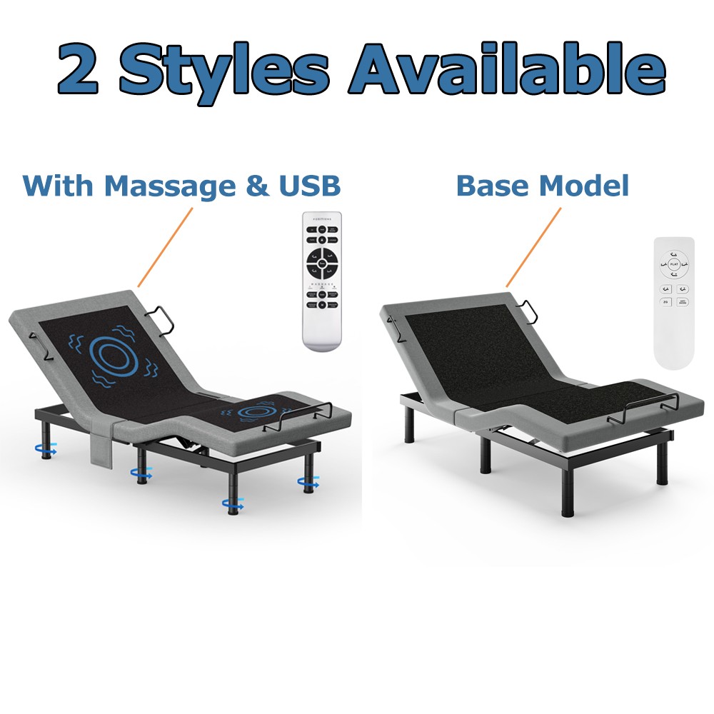 Split King Electirc Adjustable Bed Frame Base With Massage Remote USB Twin XL