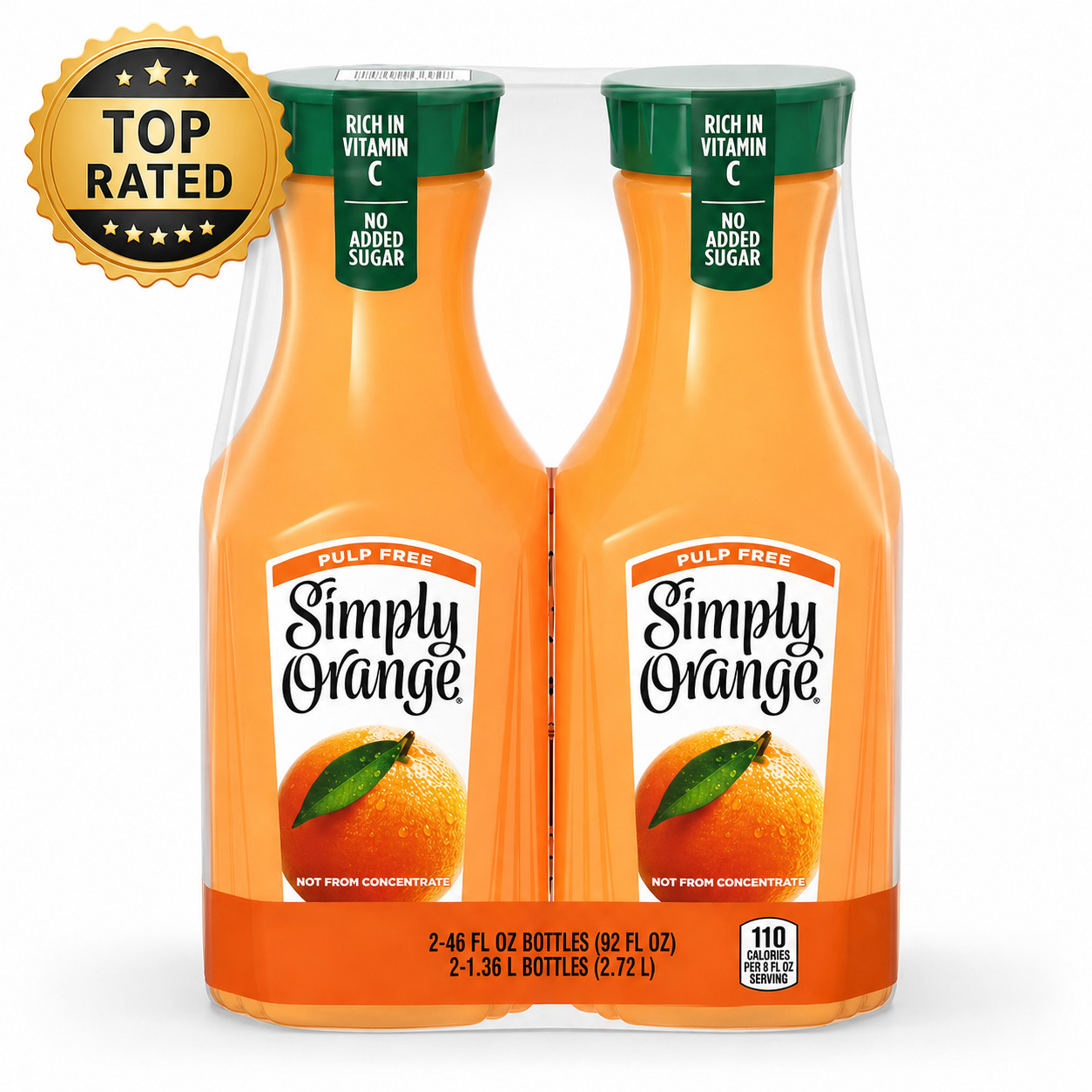 Simply Orange Pulp-Free Orange Juice Bottle, 46 fl oz