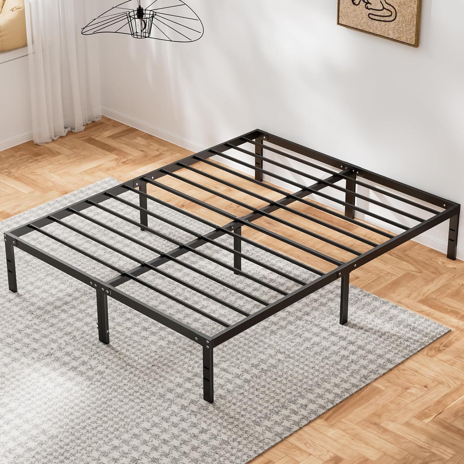 Metal Platform Bed Frame Queen King Full Size Sturdy Steel Slat Support Bedstead