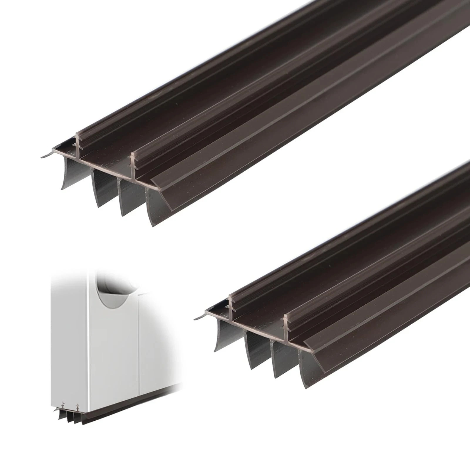2 Pcs 36 Inch 90CM Exterior Door Sweep with Vinyl Fins Under Weather Stripping