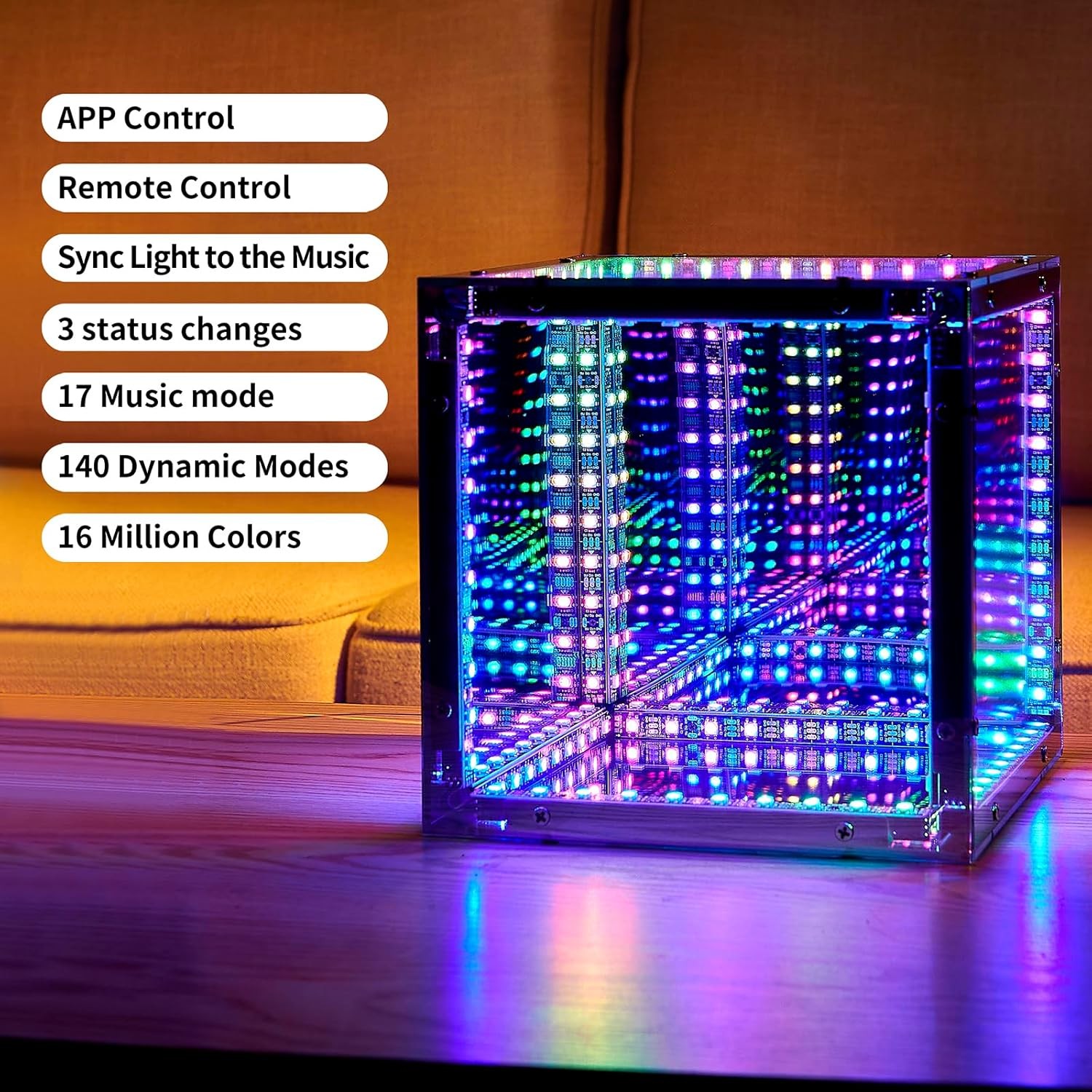 7.88 Inch Infinite Cube Light, Infinity Mirror Cube Led,Infinity Cube Led,Decora