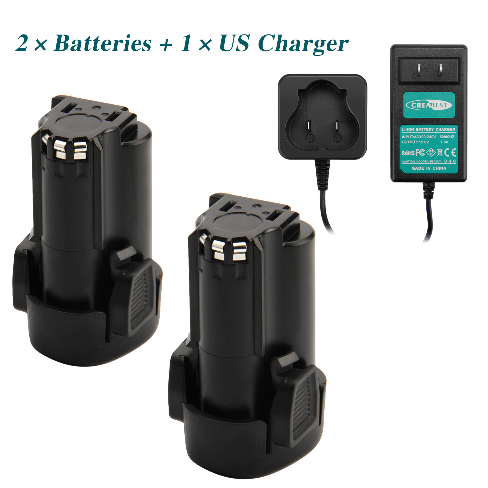 12V Li-ion Battery/Charger For Porter Cable PCL120DD PCL12C PCD120CRC PCL12BLX