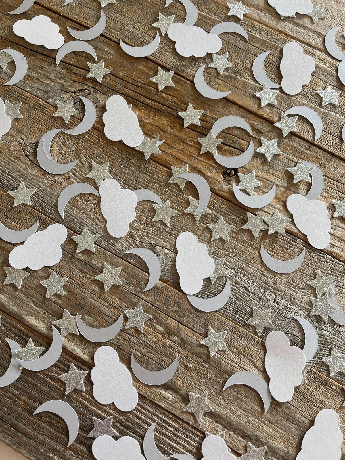 100PCS Moon Stars Table Scatter Confetti,Silver Glitter Moon Star Party Decor…