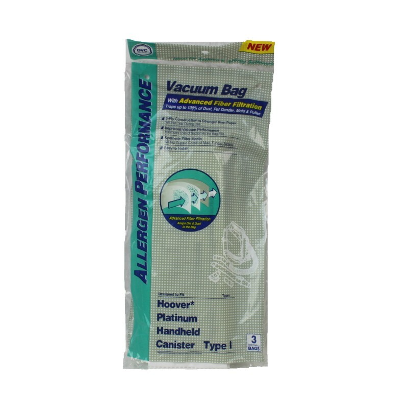 Hoover Type I Synthetic Allergen Filtration Vacuum Bags 3 Pack by DVC
