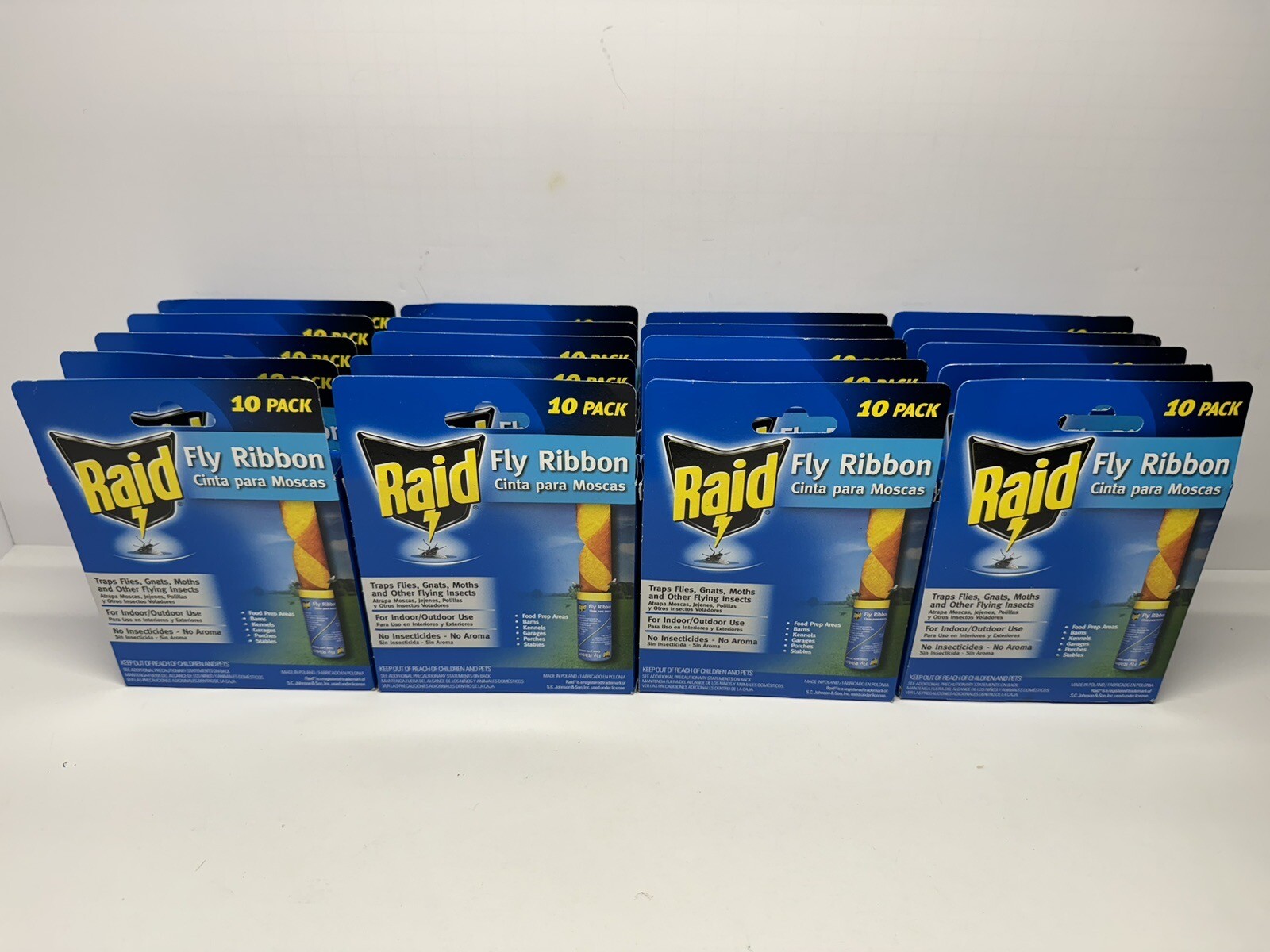 Lot of 20 Raid Glue Strip Ribbon Flying Insect Bug Trap 10 Pack Fly Catcher 200!