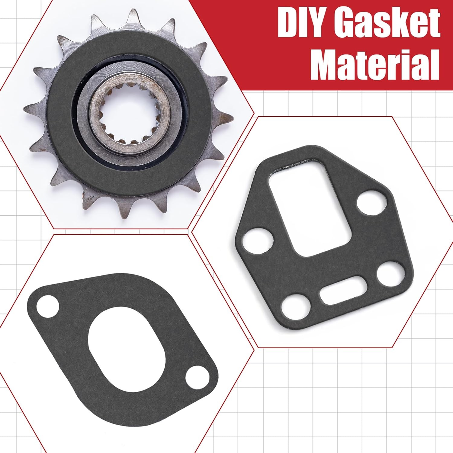 Anglekai 3PCS/ 6PCS Gasket Material Sheet, Non-Asbestos Exhaust Dark Grey