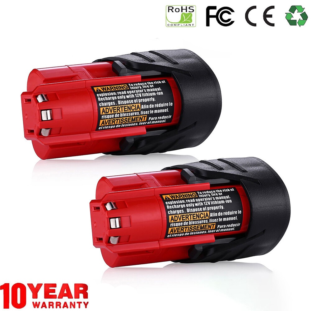 2 Pack 12V 3.5Ah for Milwaukee M-12 Lithium-ion Battery 48-11-2425 48-11-2420