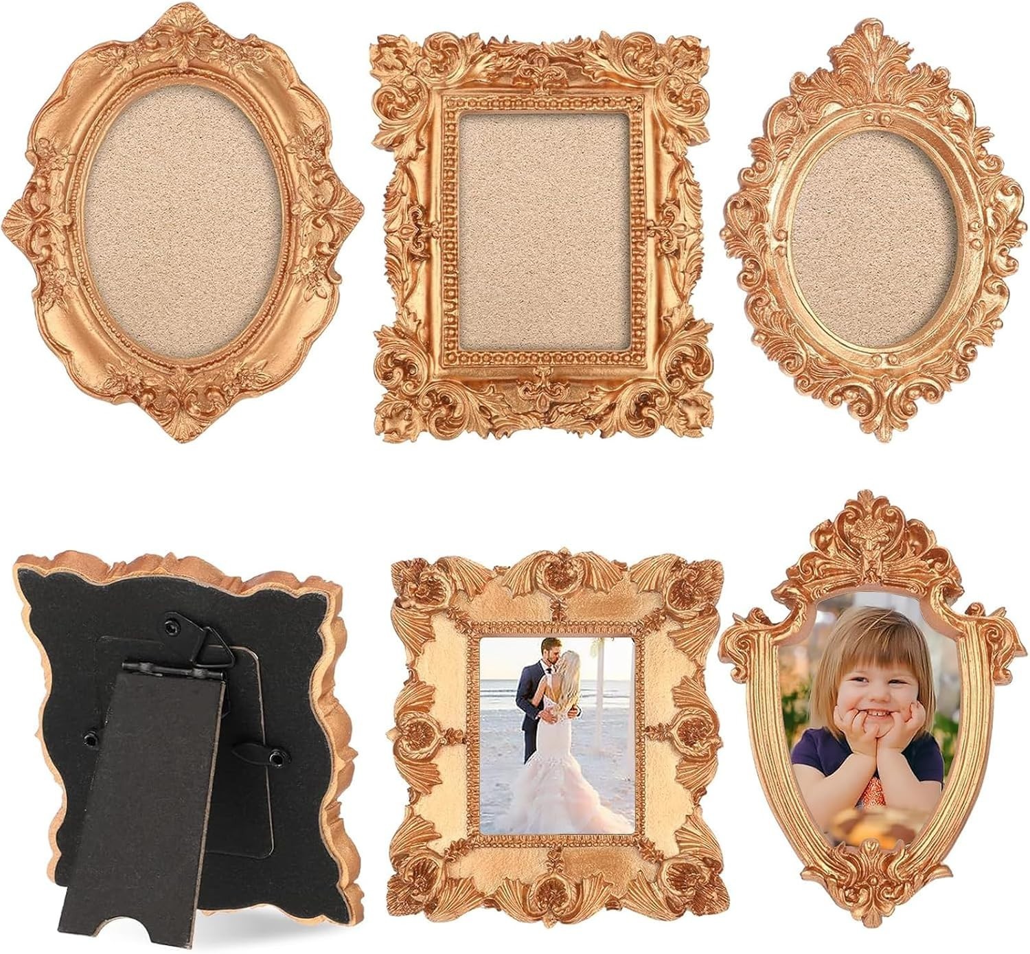 5-Pack Mini Picture Frame Vintage Photo Display for Home Christmas Wedding Decor