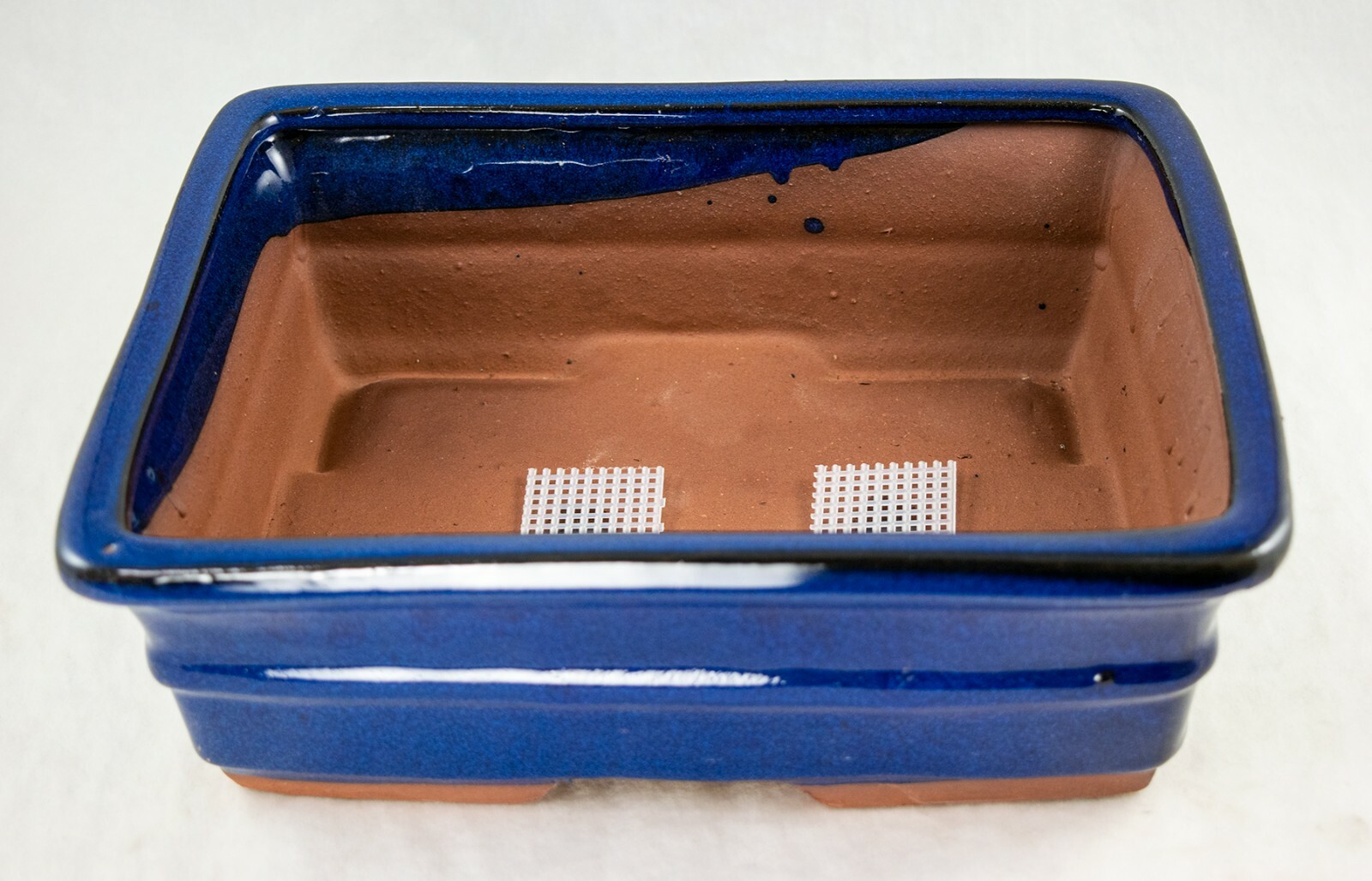 Rectangular Bonsai, Cactus & Succulent Pot 10″x 8″x 3.25″ + Mesh – Dark Blue