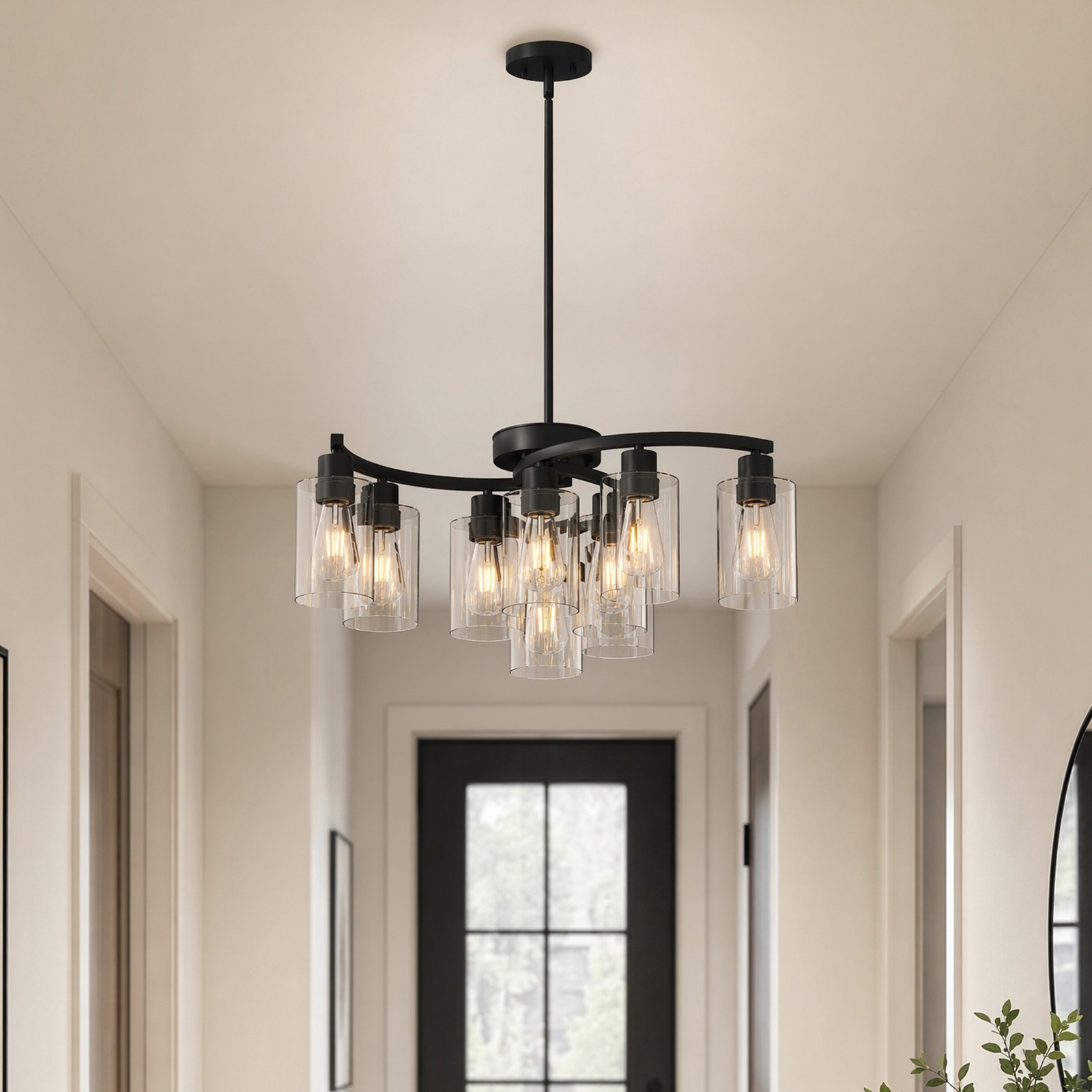 30” Black Pendant 9 Light LED Farmhouse Chandelier Kitchen Living Room Fixture