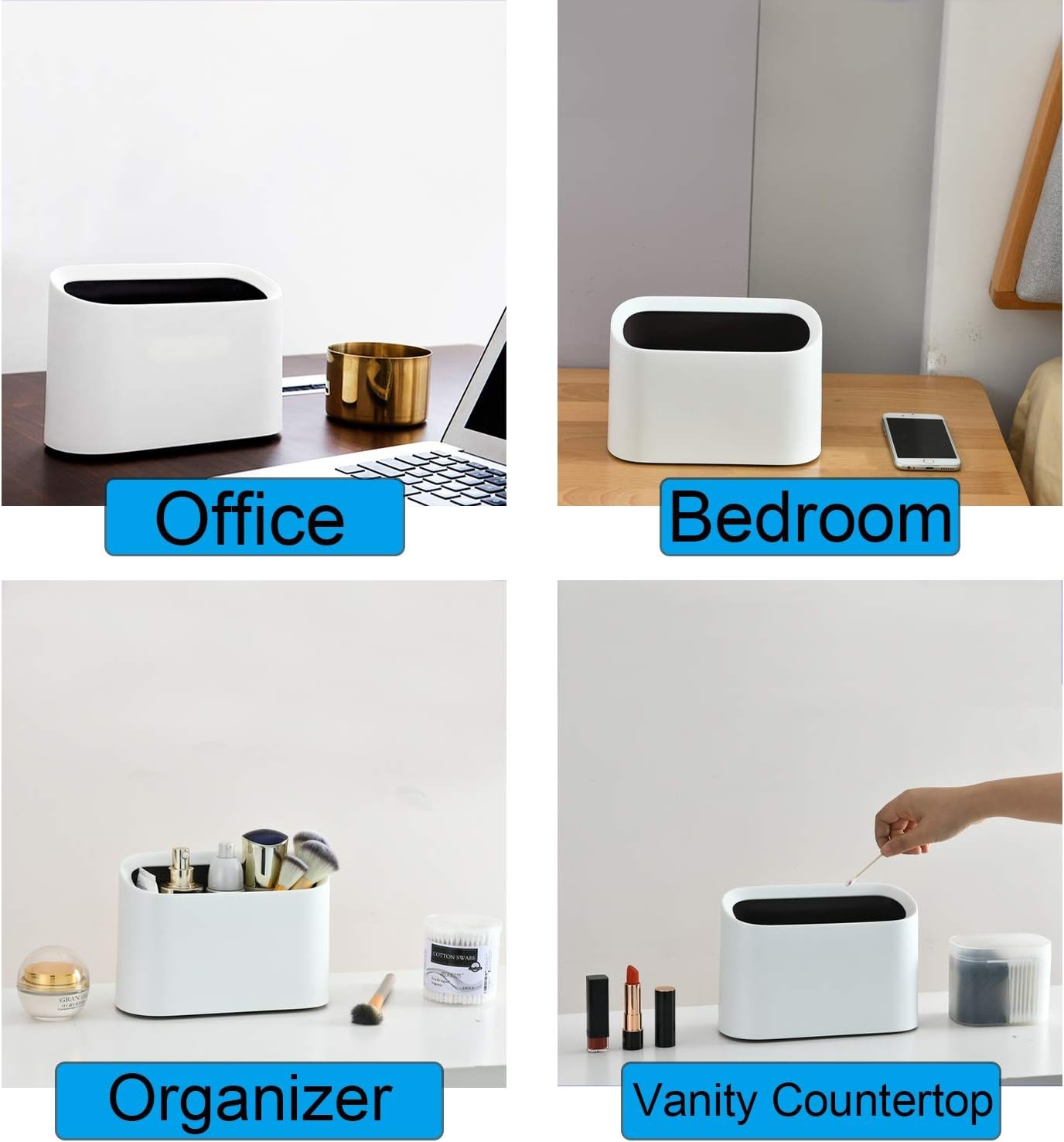 Mini Countertop Trash Can,Tiny Desktop Trash Can,White 0.4 Gal | Small Garbage