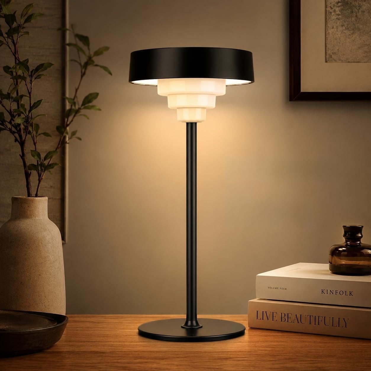 , Rechargeable Table Lmap, 5400mAh Battery Operated Lamps, Battery Level Display
