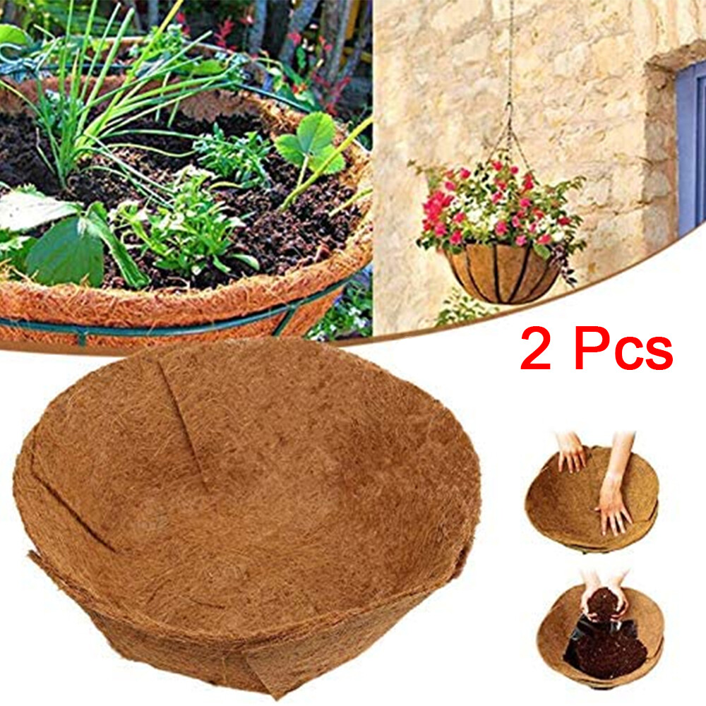 2Pcs 24-inch Round Replacement Coconut Fiber Coco Liner for Wall Hanging Basket