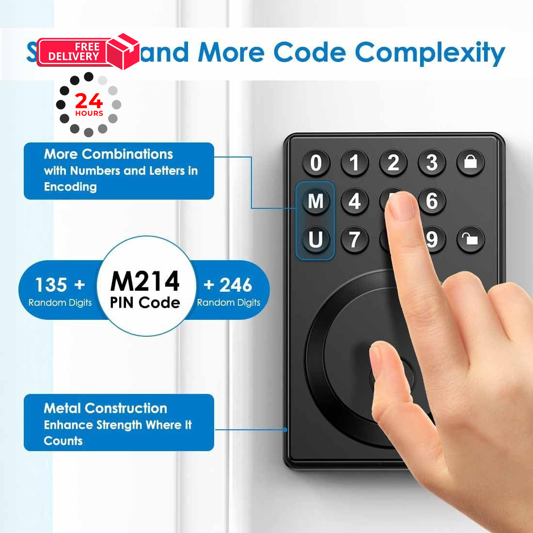 Keyless Entry Front Door Lock Keypad Deadbolt Matte Black with