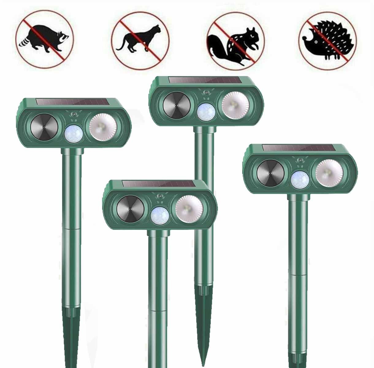 4Pack Solar Ultrasonic Animal Repellent Dog Skunk Deer Raccoon For Garden