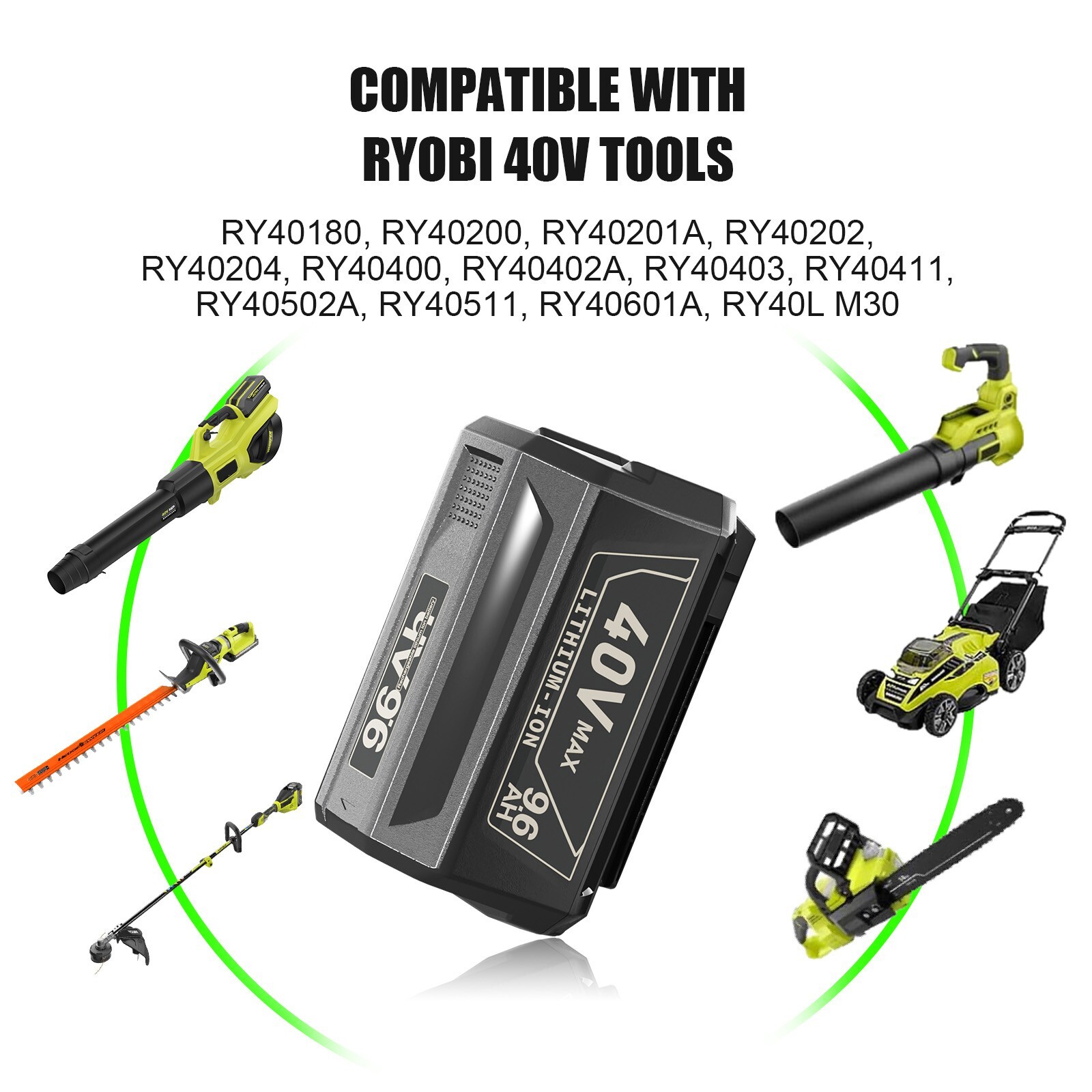 For Ryobi 40V Lithium-Ion Extended Capacity Battery 9.6Ah OP40261 OP40602 OP4015
