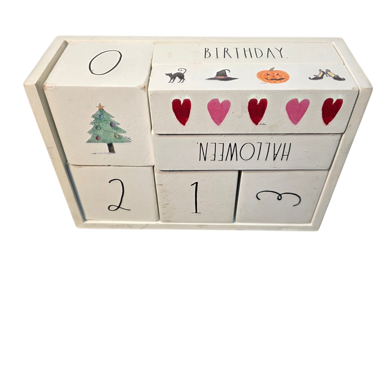 RAE DUNN 365 Days Wood Block Countdown Calendar Special Days Holidays