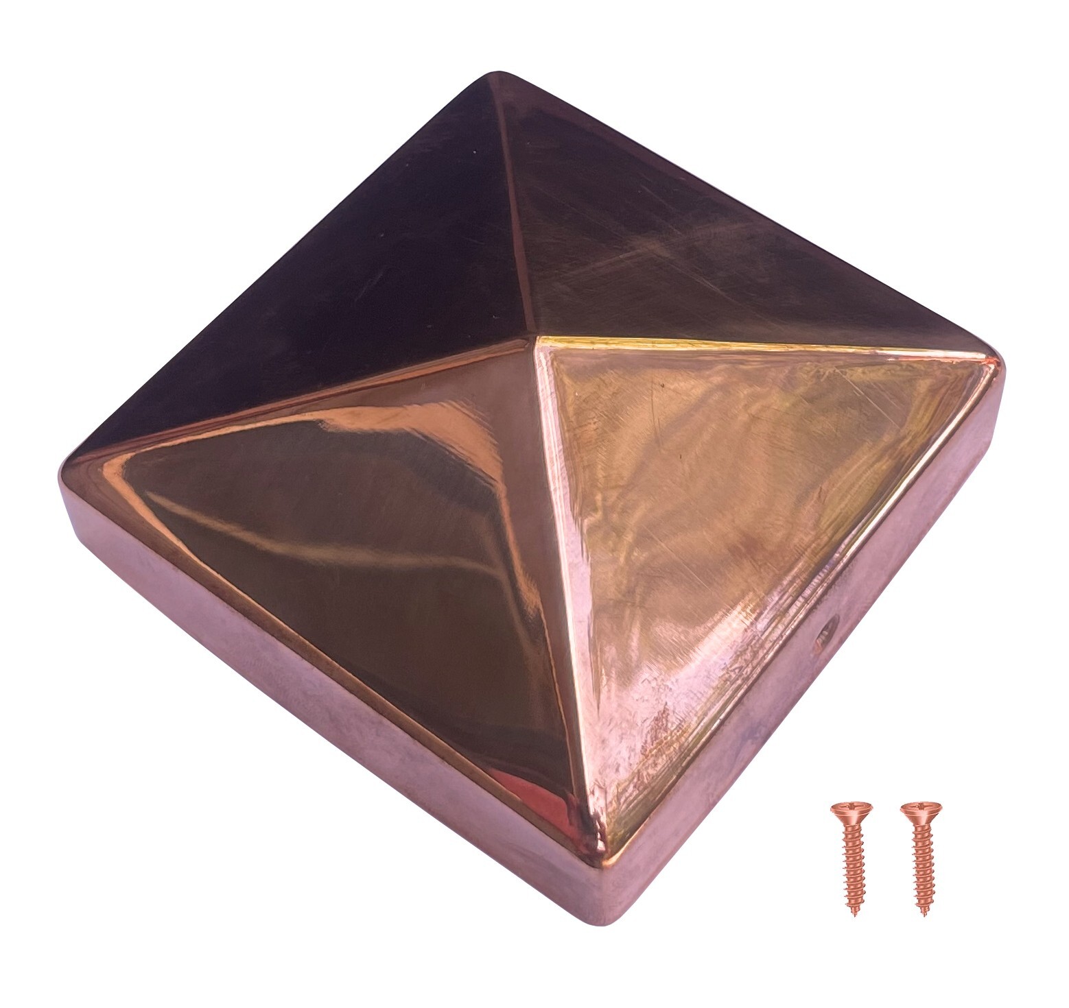 3.5×3.5 Inch Solid Copper Post Cap Fence Post Cap Pyramid Decking Caps w Screws