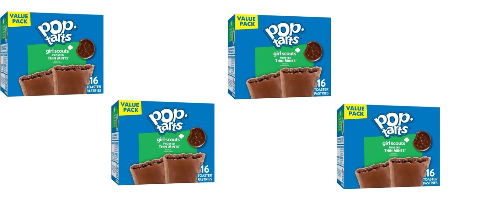 4 NEW BOXES OF 16 Pop-Tarts Frosted Thin Mints Toaster Pastries Breakfast Foods