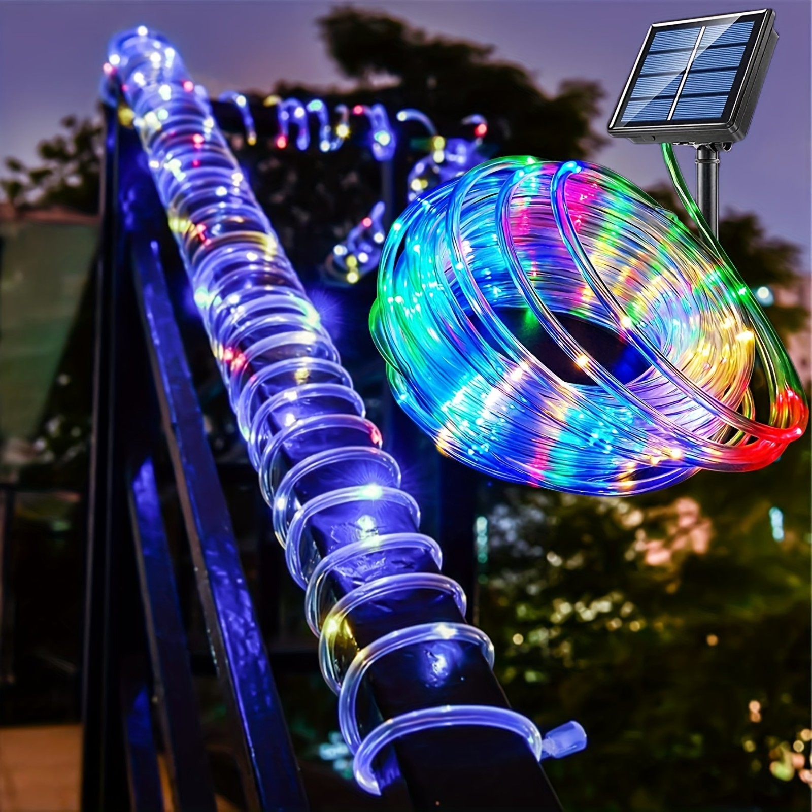 72ft Solar 200 LED Rope Lights, IP65 Waterproof Solar Powered 8 Mode LED