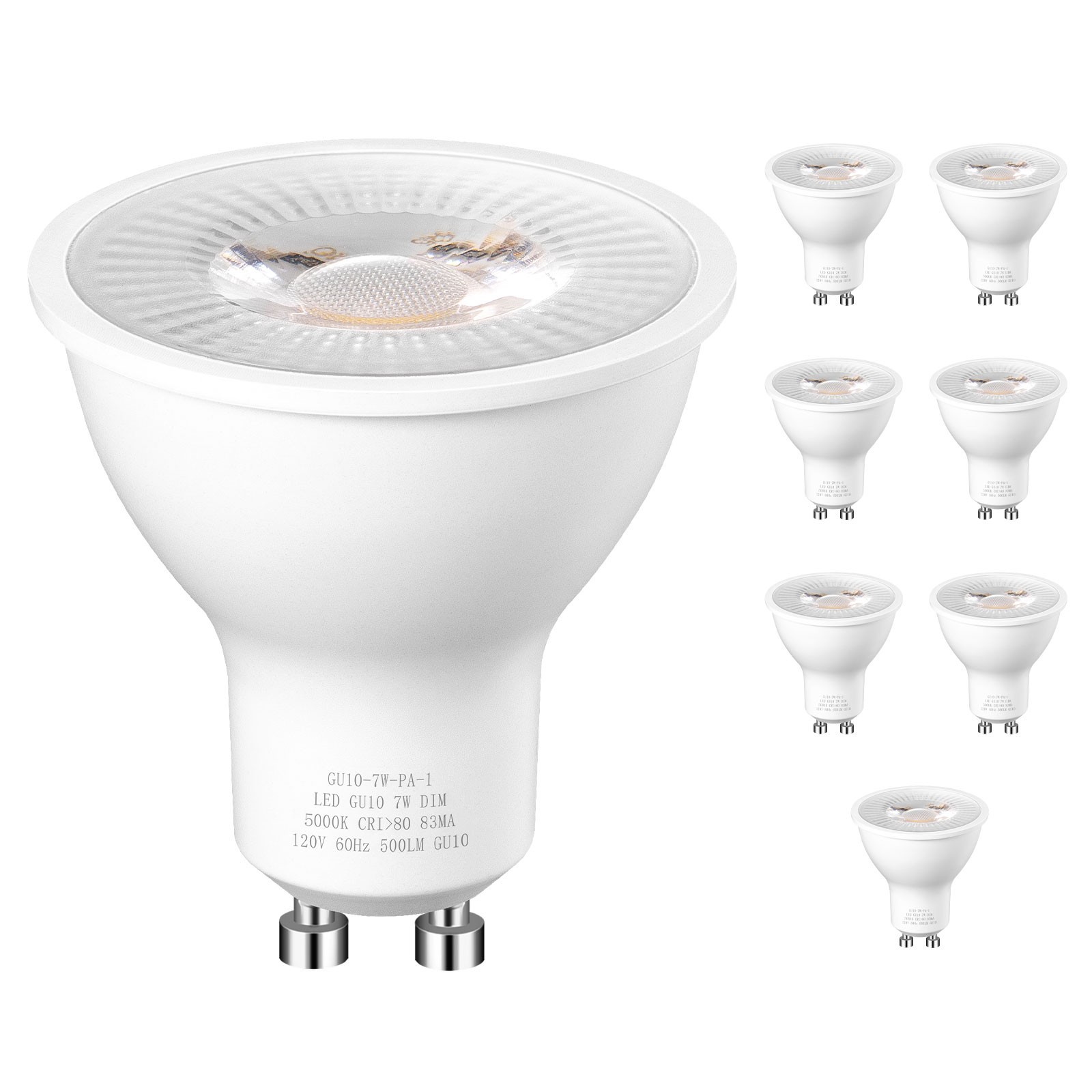 DEWENWILS Dimmable GU10 LED Light Bulb 8-Pack, 7W Equivalent 50W, 5000K Daylight