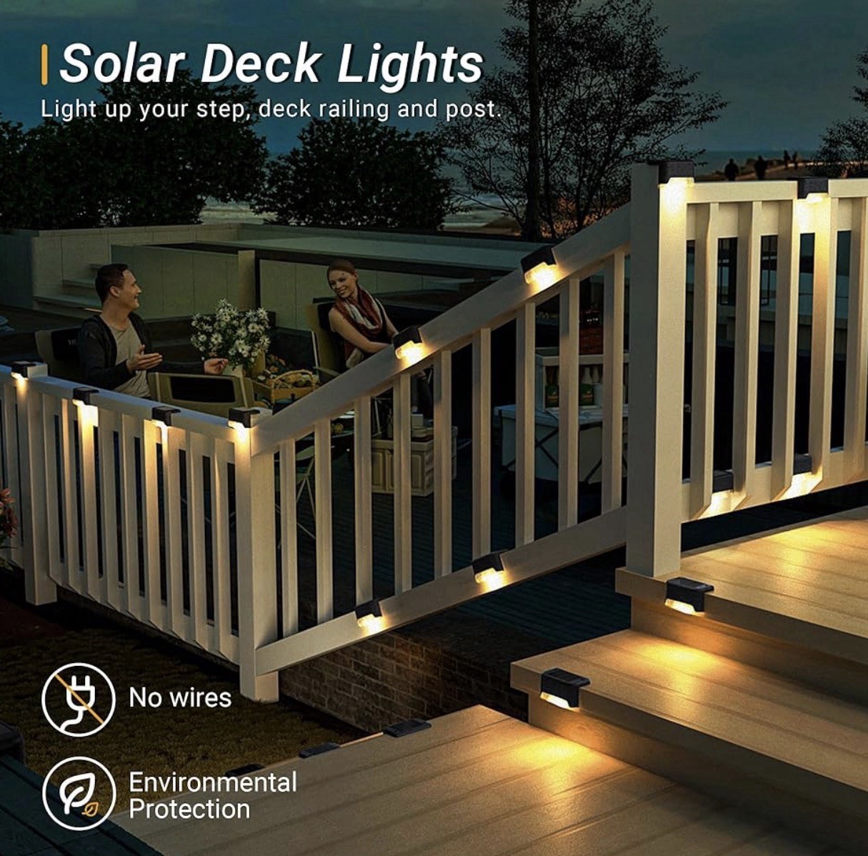 32 Solar Deck Lights Outdoor Waterproof LED Deck Stair Fence Lights