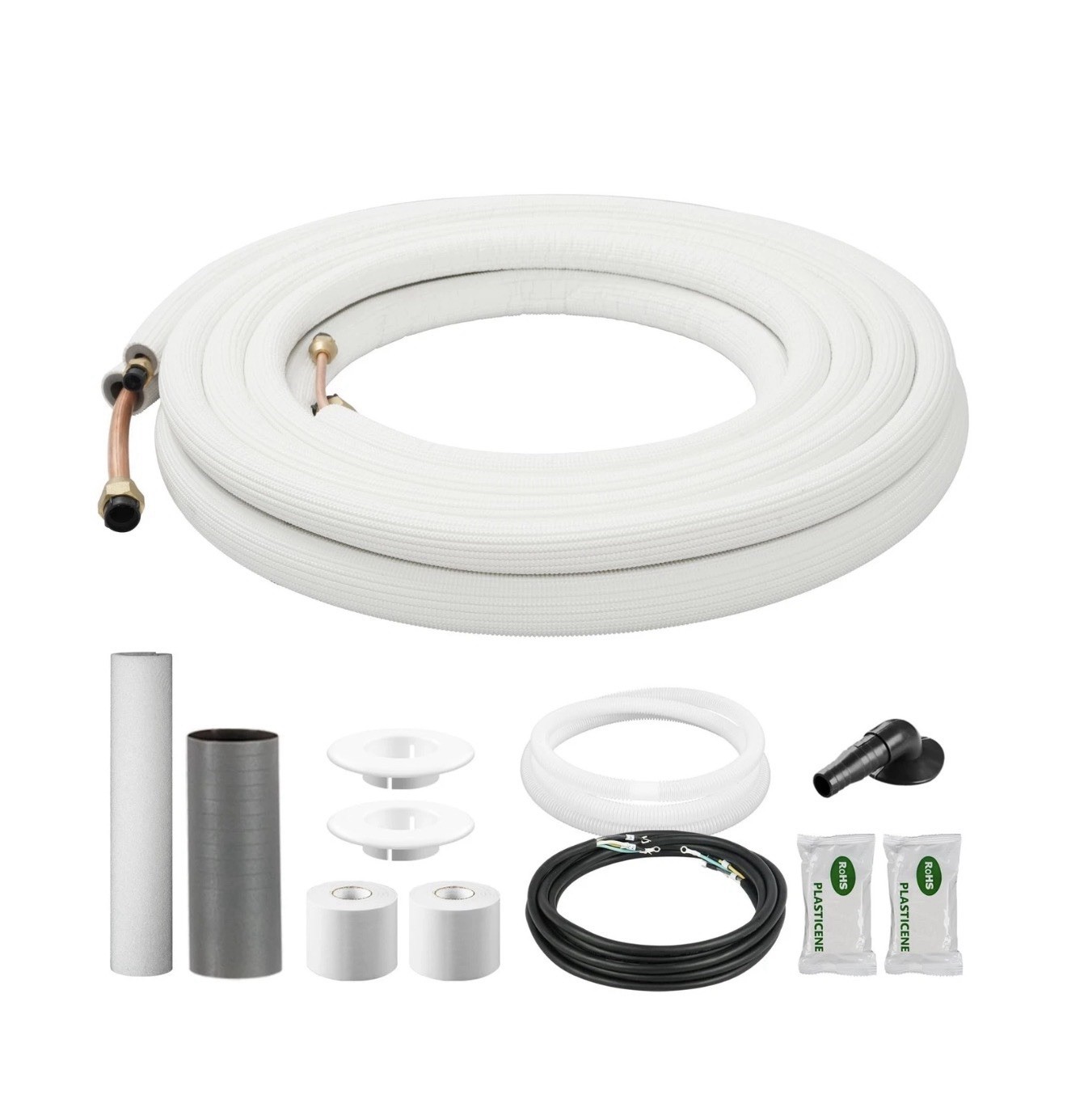 DELLA 25 Ft Mini Split Line Set, Includes 3/8″ & 1/4″ O.D. Copper Pipes
