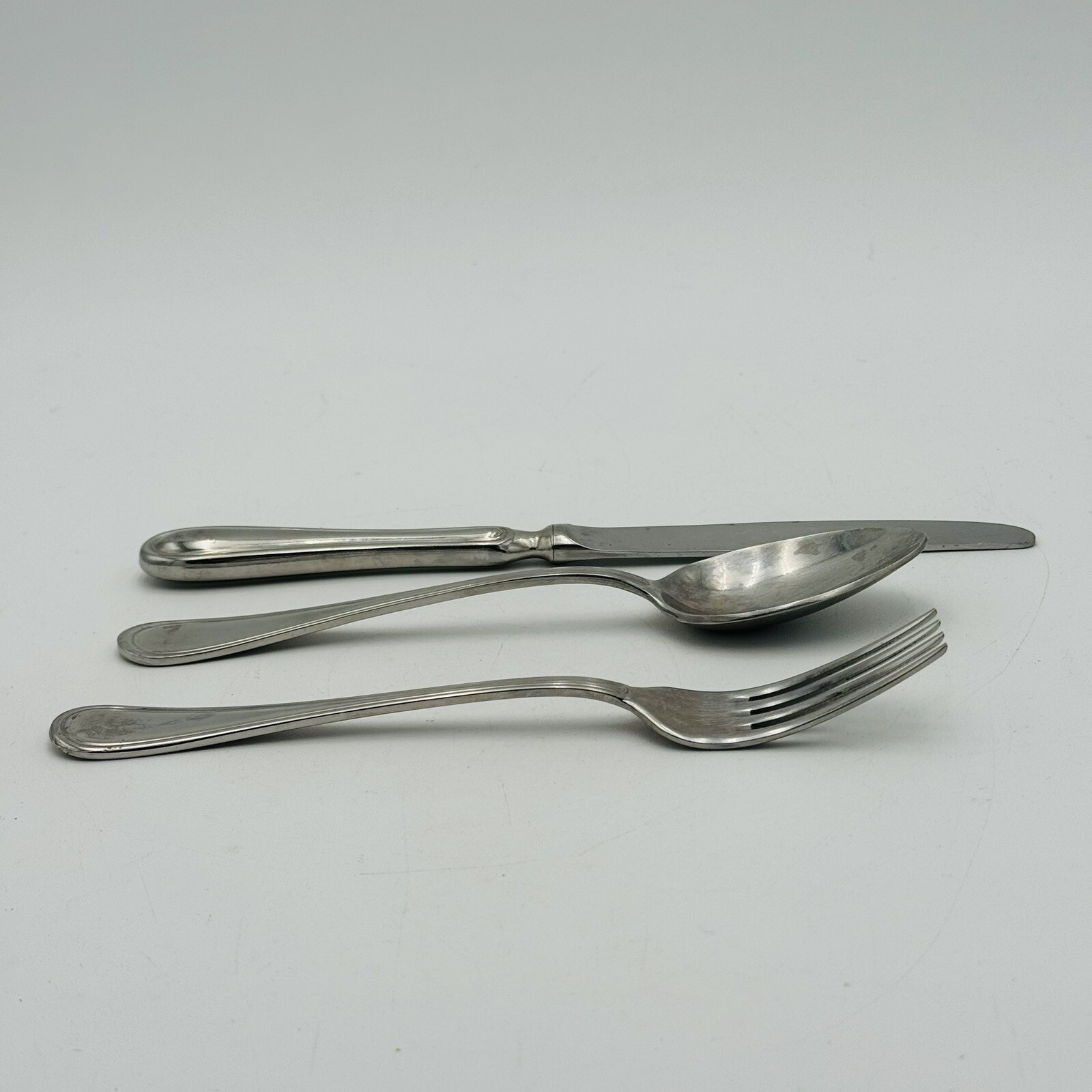 Calderoni Oxford Stainless Flatware Dinner Knife Fork Spoon 3pc Set 18/10 Italy