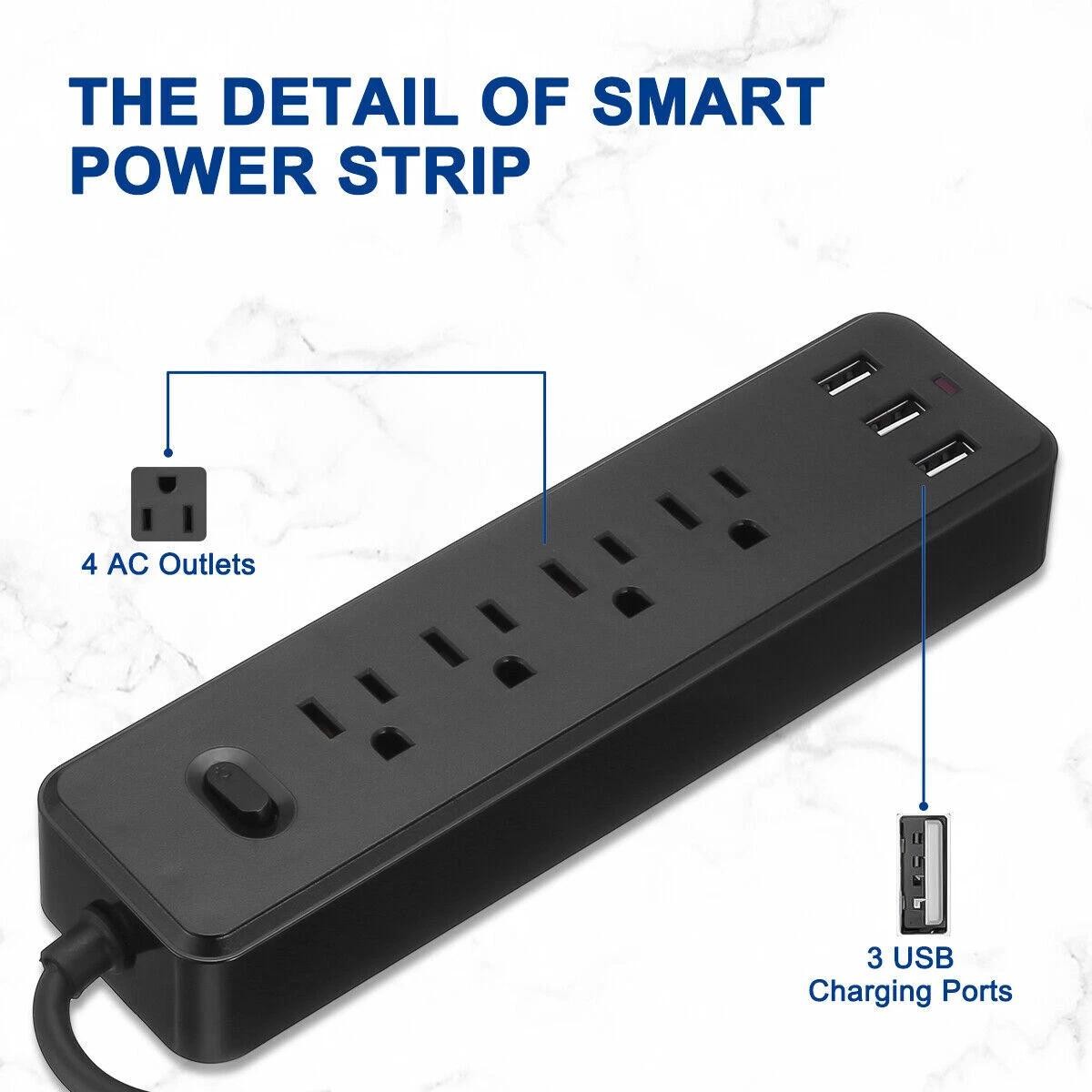 3 Options Power Strip Surge Protector 8 AC Outlets 3 USB Ports Type C Port Cable