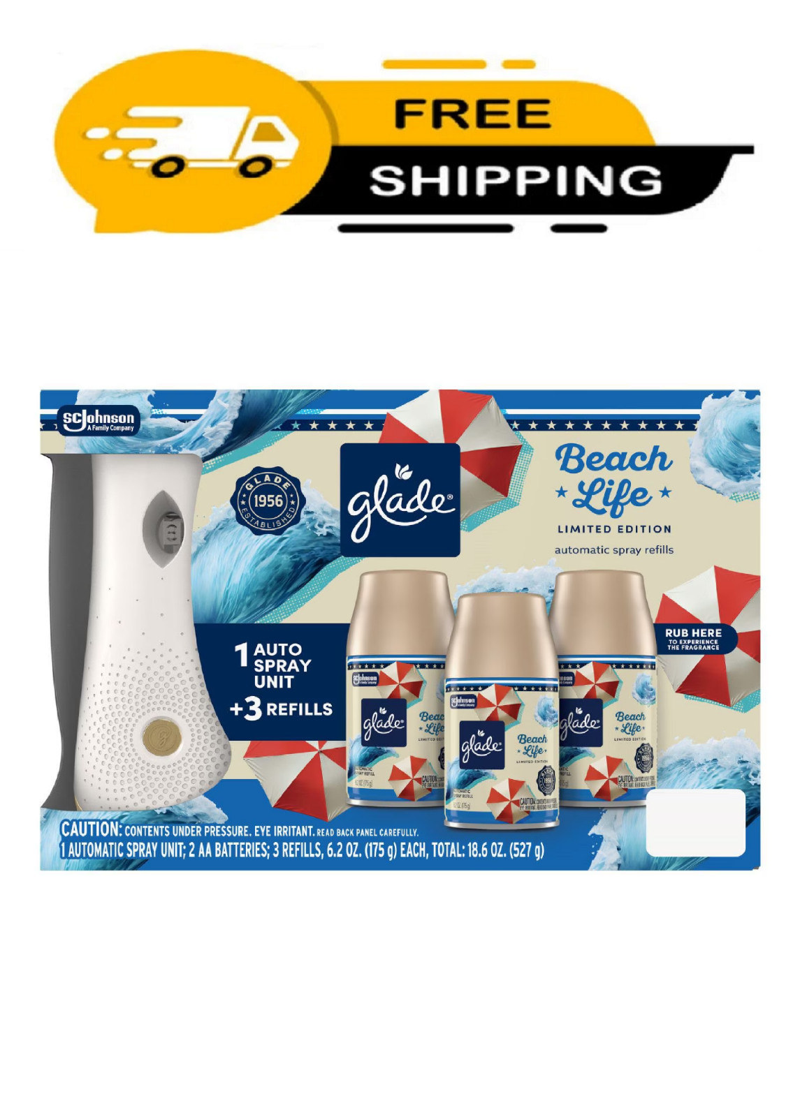 Glade Automatic Spray Air Freshener Americana Collection, Beach Life, 1 Holder +