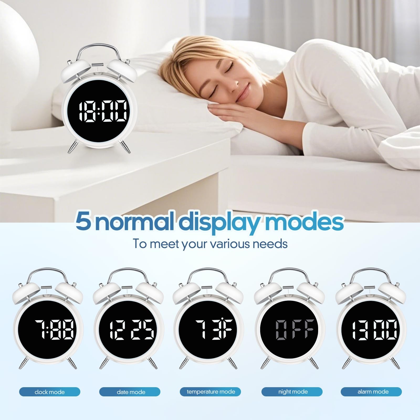 Extra Loud Alarm Clock for Heavy Sleepers Adults, Teens,Kids,Cute Retro Metal…