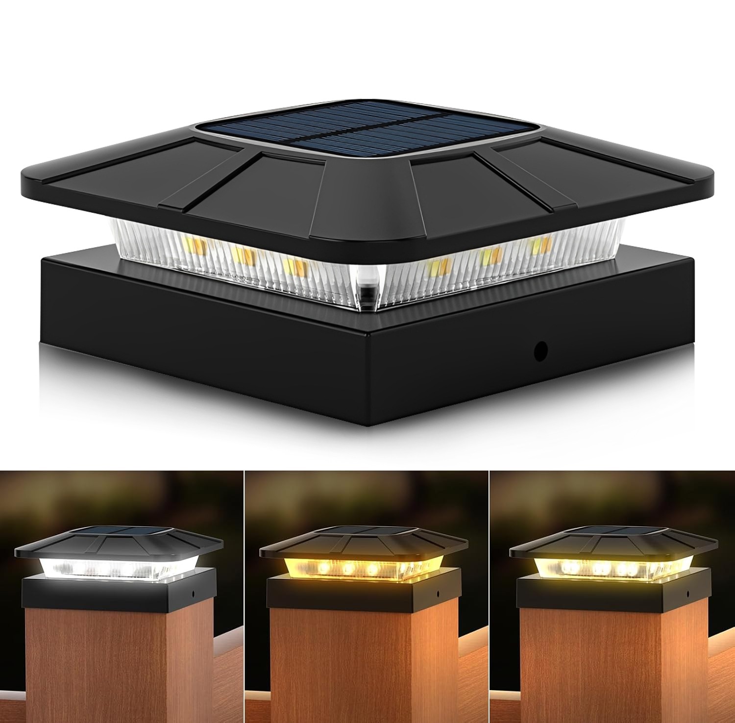 LARGER 30LED Solar Post Deck Cap Lights Outdoor Ground Decor Lamp 4X4″ 5X5″ 6X6″