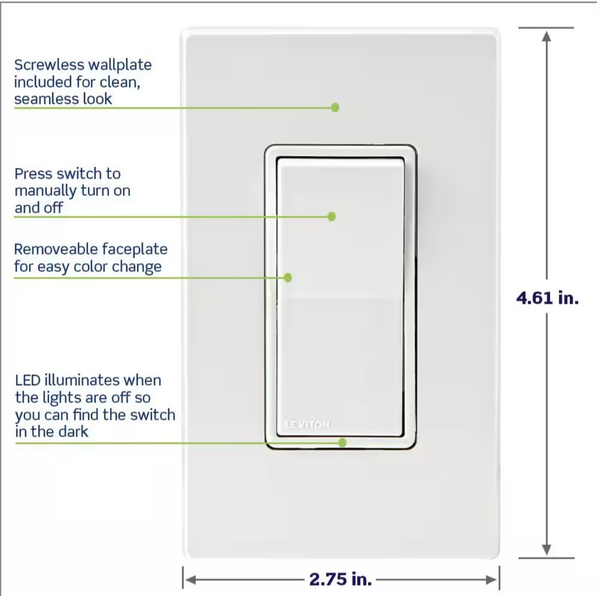 5-Pack Leviton Decora Smart WiFi Switch 2nd Gen No Hub Required D215S-1BW