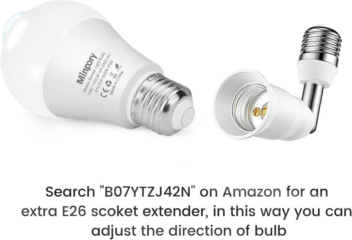 Motion Sensor Light Bulbs, 13W(100W Equivalent) Motion Detector Auto Activated D