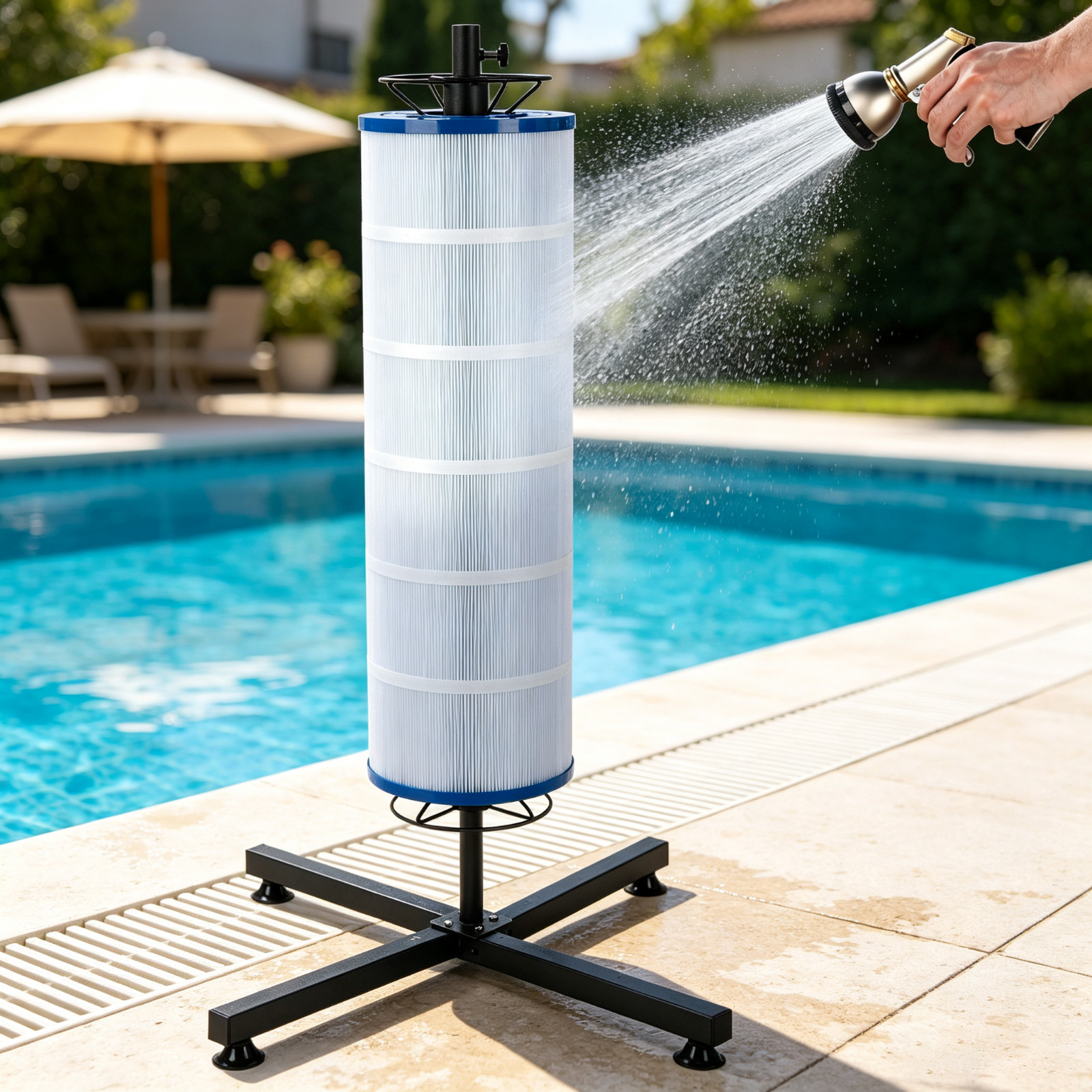NEW Vertical Pool Filter Cleaner Stand Tool for 3″,4″, 6″ Filter Cartridges Tool