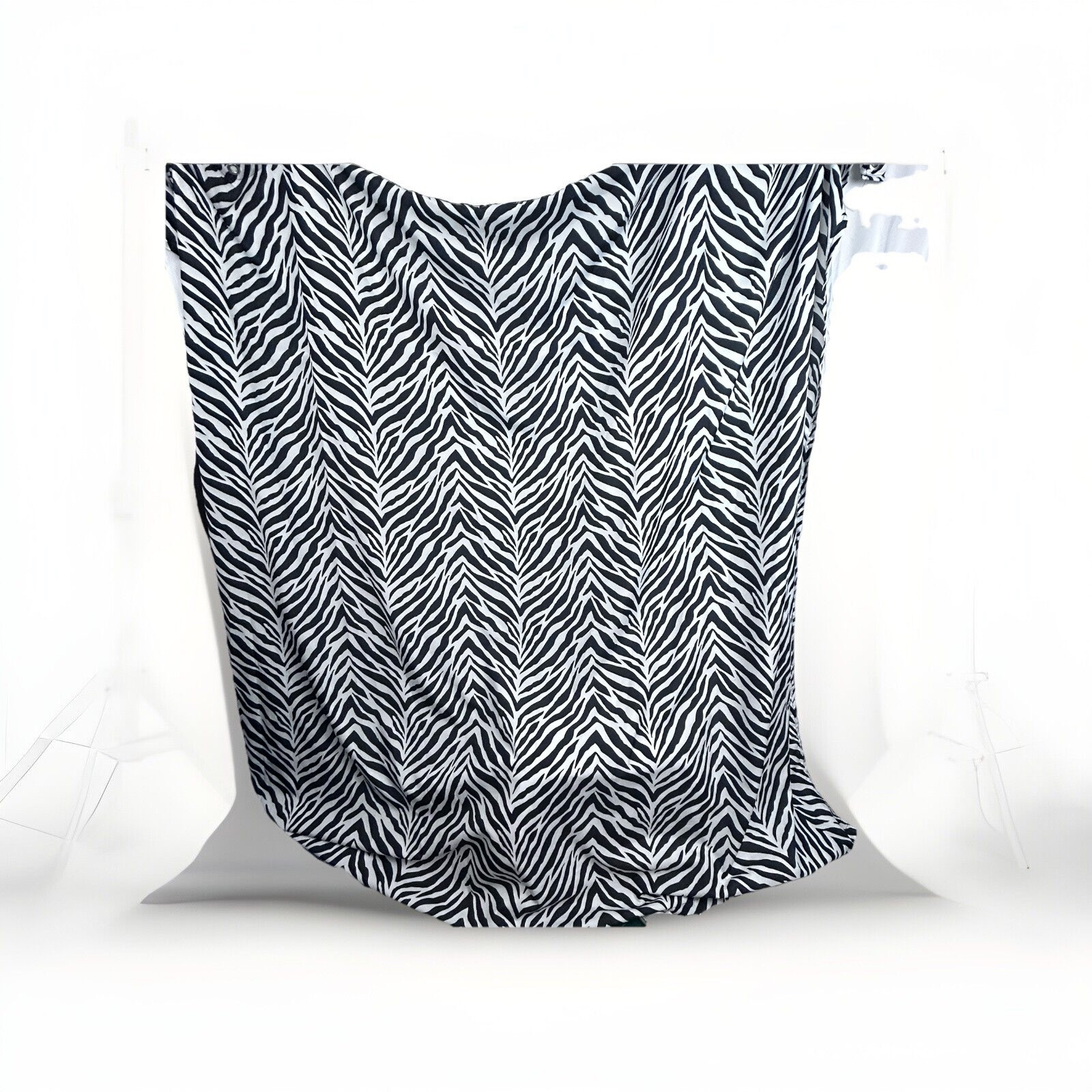 Black White ZEBRA Animal Print Thin Shower Curtain 72″x72″ Grommets Top