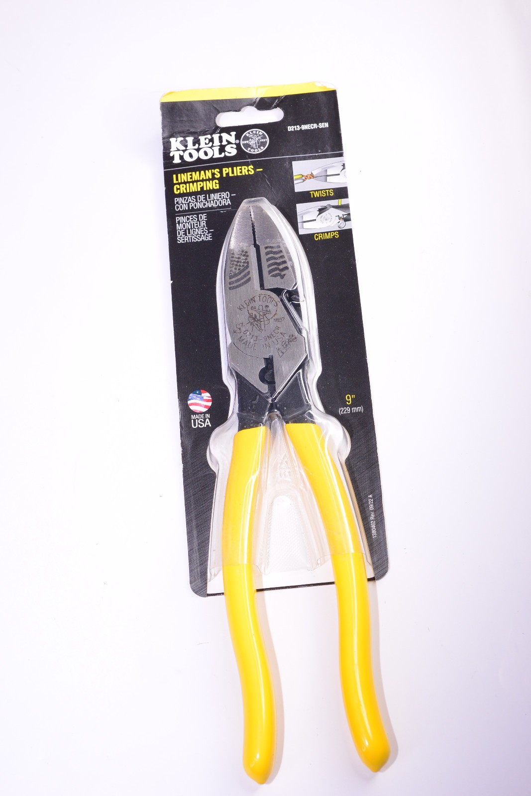 Klein Tools D213-9NE-CR-SEN Lineman’s Crimping Pliers, 9-Inch New Freeship