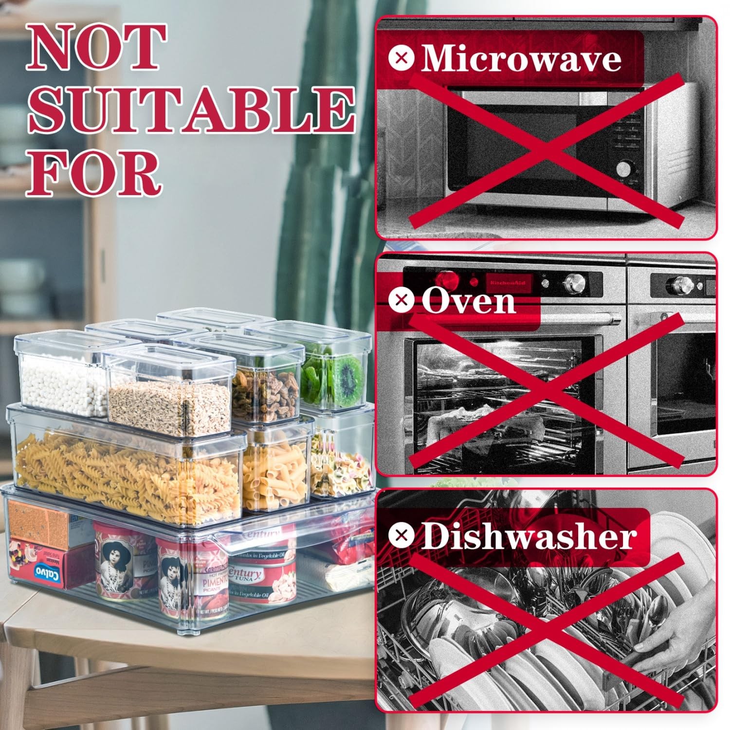10 Pack Fridge Organizer, Stackable Refrigerator Organizer Bins with Lids