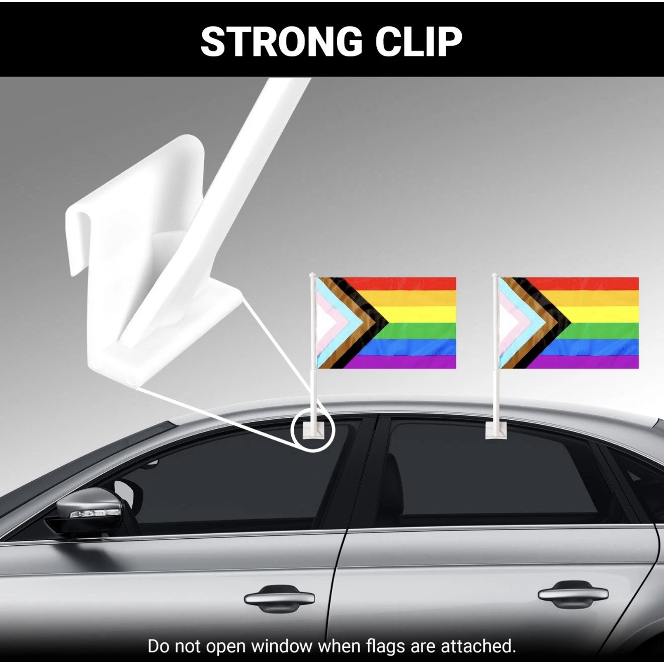 2 Pcs LGBT Progress Rainbow Pride Car Flag 10×16 In Double Sided Printed
