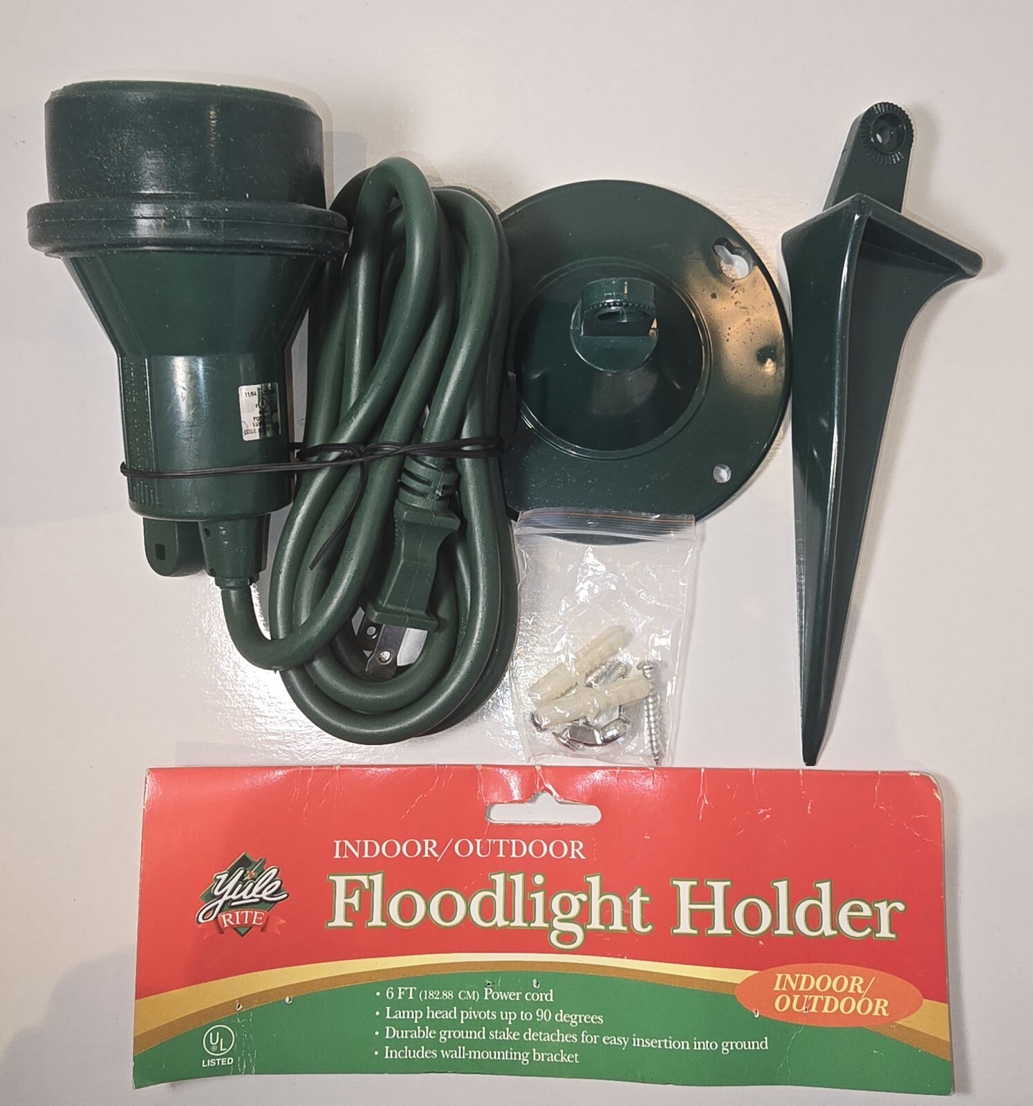 Outdoor Spotlight Flood Light Holder Floodlight Fixture with Stake & Wall Mount