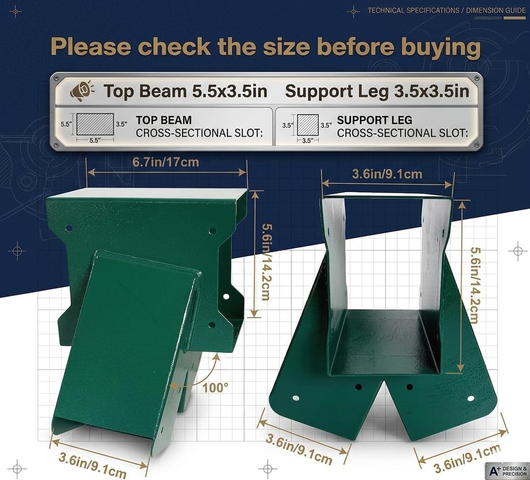 Swing Set Brackets 2 Piece Wood Hardware Kit QQZJ-4X4 End ORIGLE A-Frame