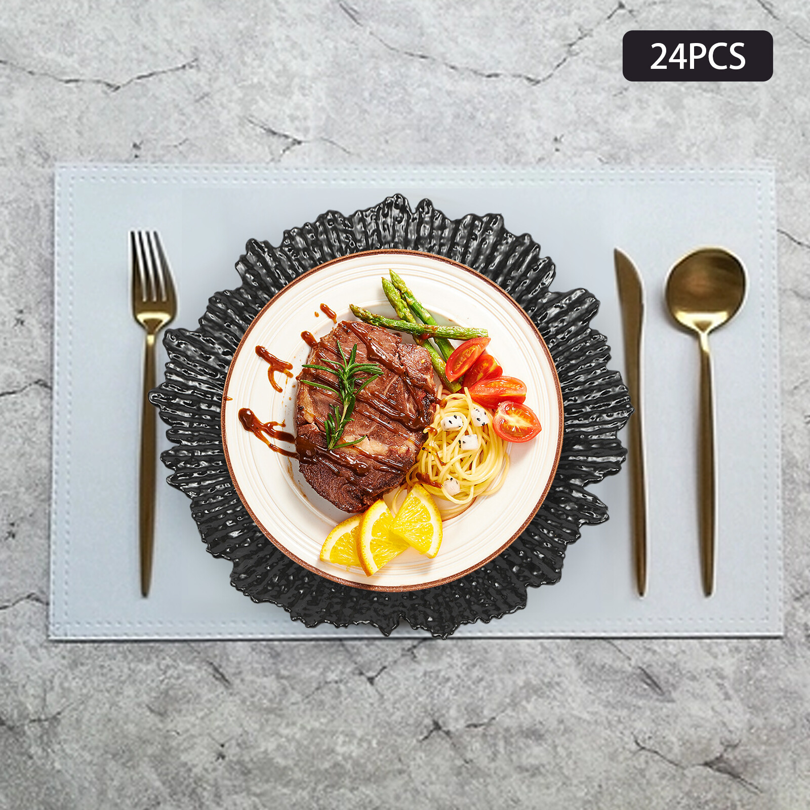 12.6in Modern Charger Plates Round Plastic Reef Plate Dinner Plates 24pcs NEW