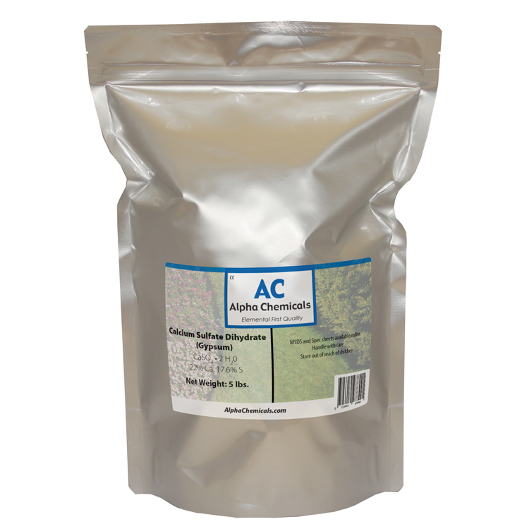5 Pounds – Calcium Sulfate Dihydrate – Gypsum – Fine Powder