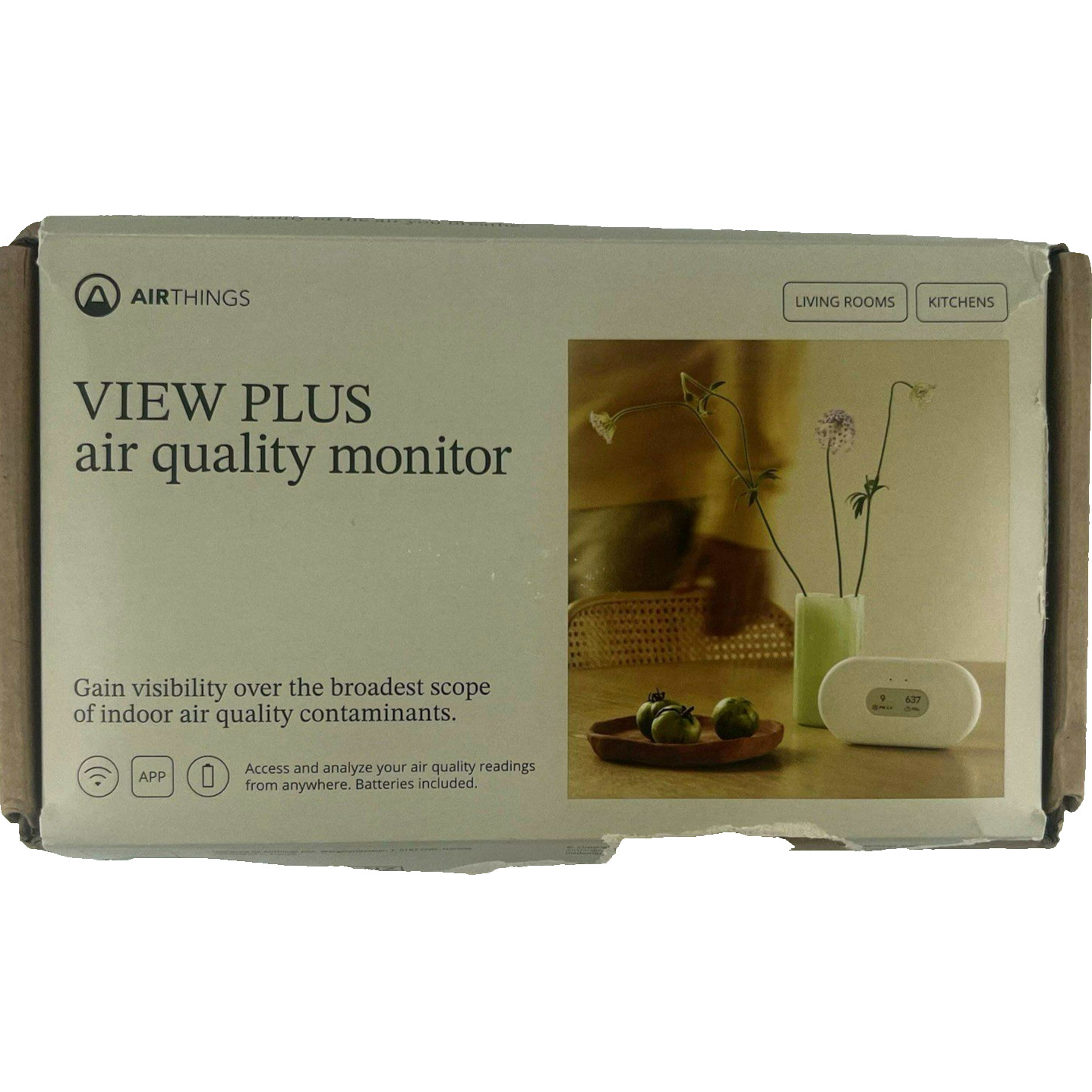 Airthings 2960 View Plus Radon Air Quality Monitor CO2 VOC Humidity Temperature