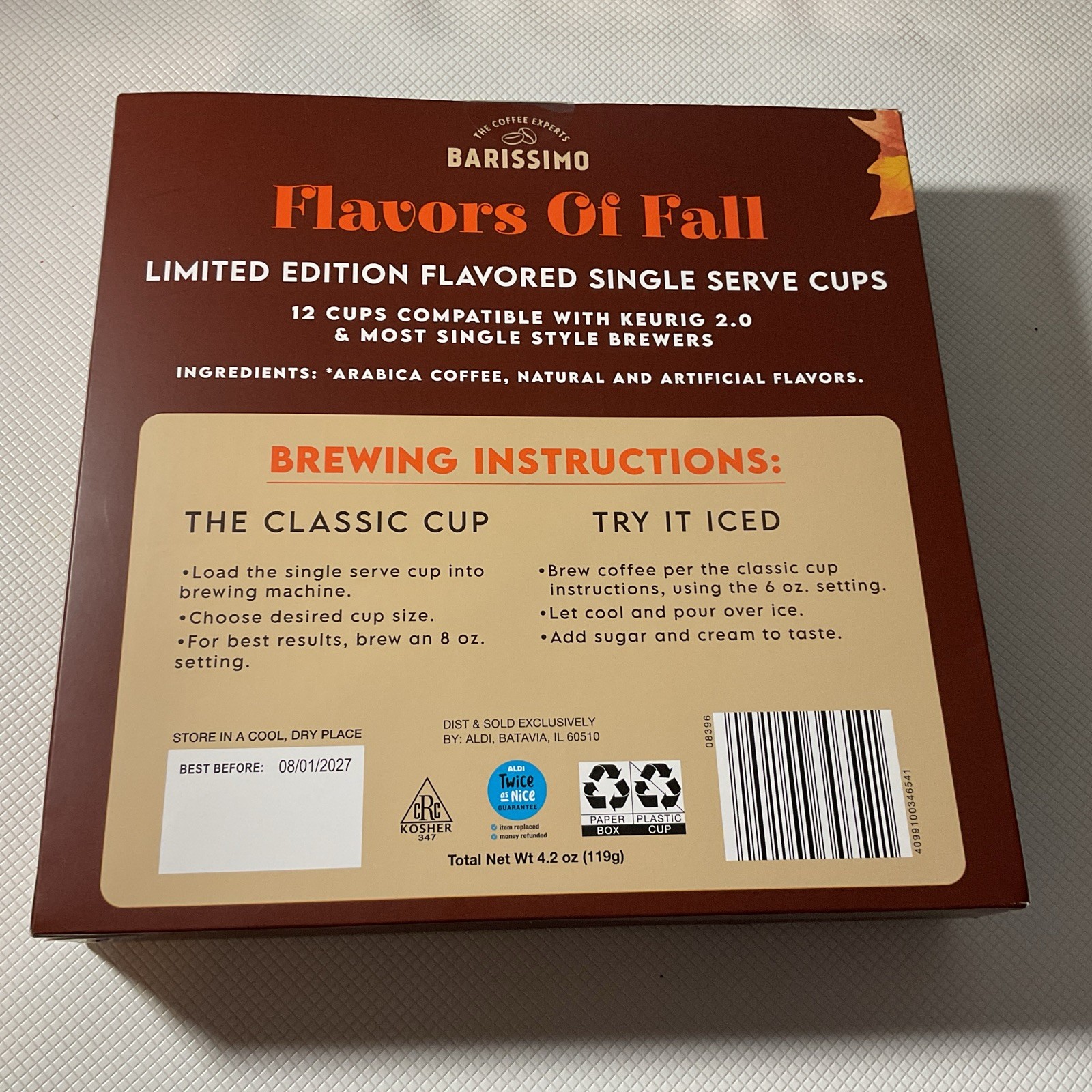 New 12ct Aldi Fall Collection Limited Edition Single Serve Coffee Cups 4.2oz 119