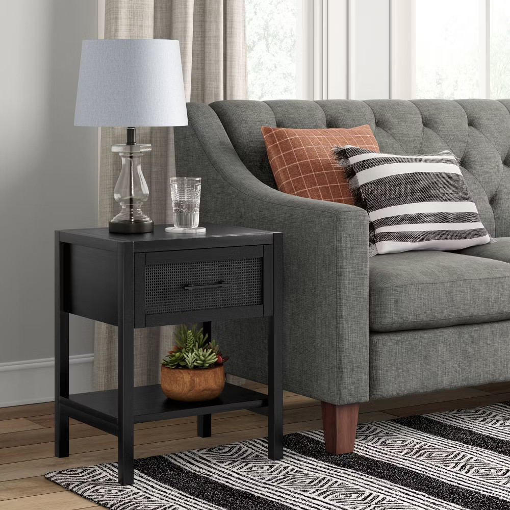 Warwick End Table with Drawer Black – Threshold