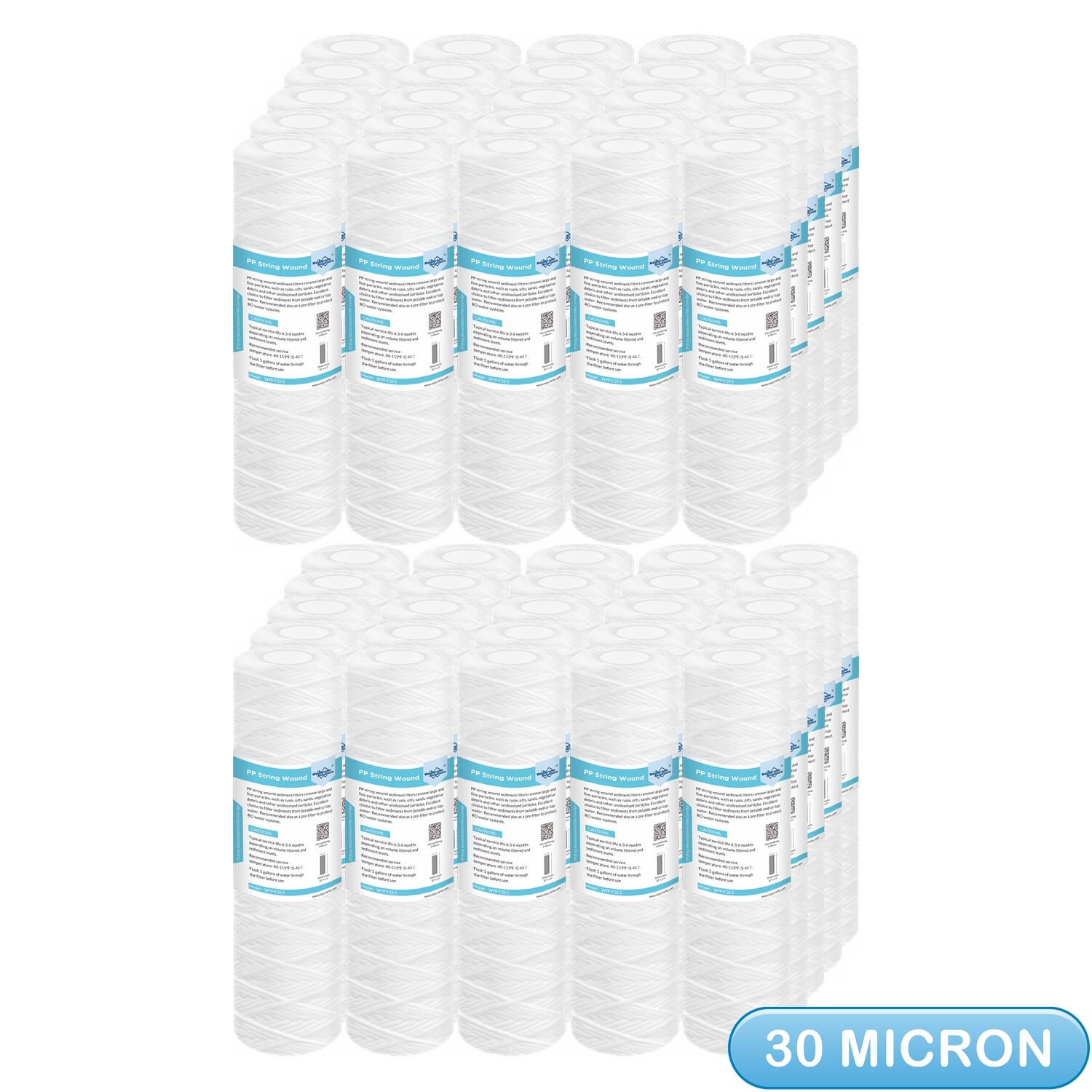 30 Micron 10″ x 2.5″ String Wound Sediment Water Filter RO Replacement 1-50 Pack