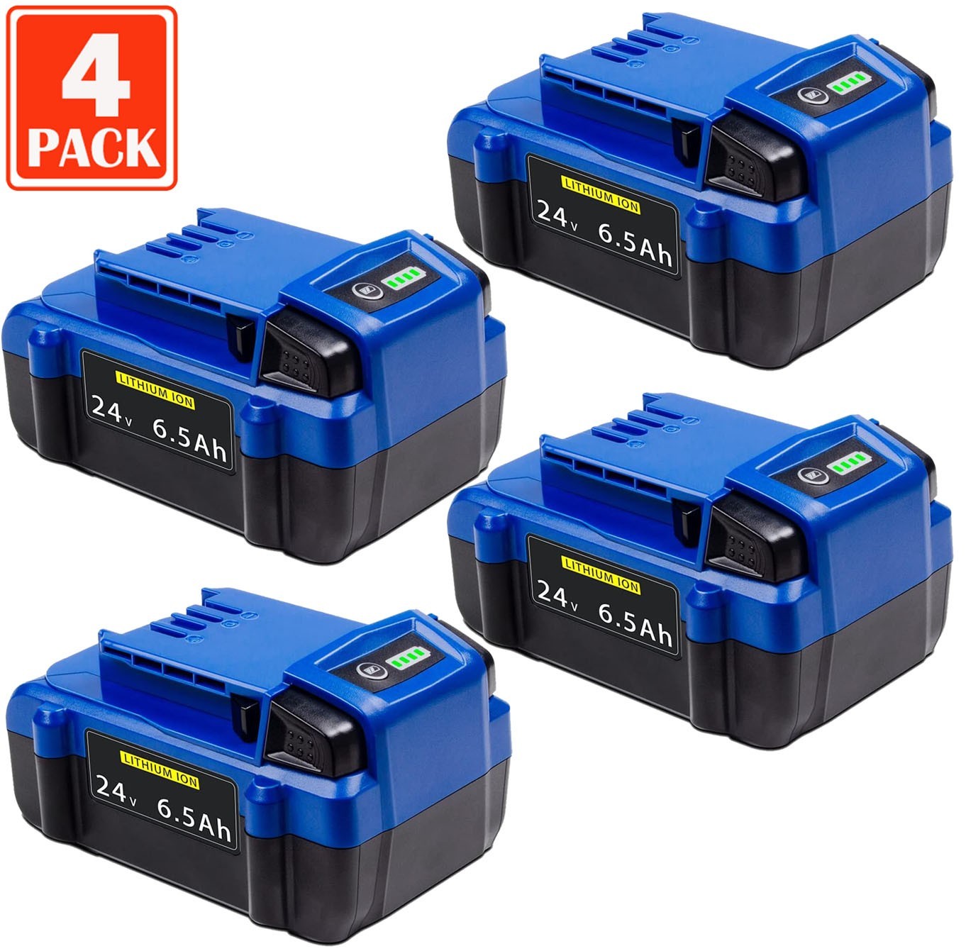 4Pcs 6.5Ah Li-Ion Battery For Kobalt 24V Max KB624-03 KB524-03 KB424-03 0673802
